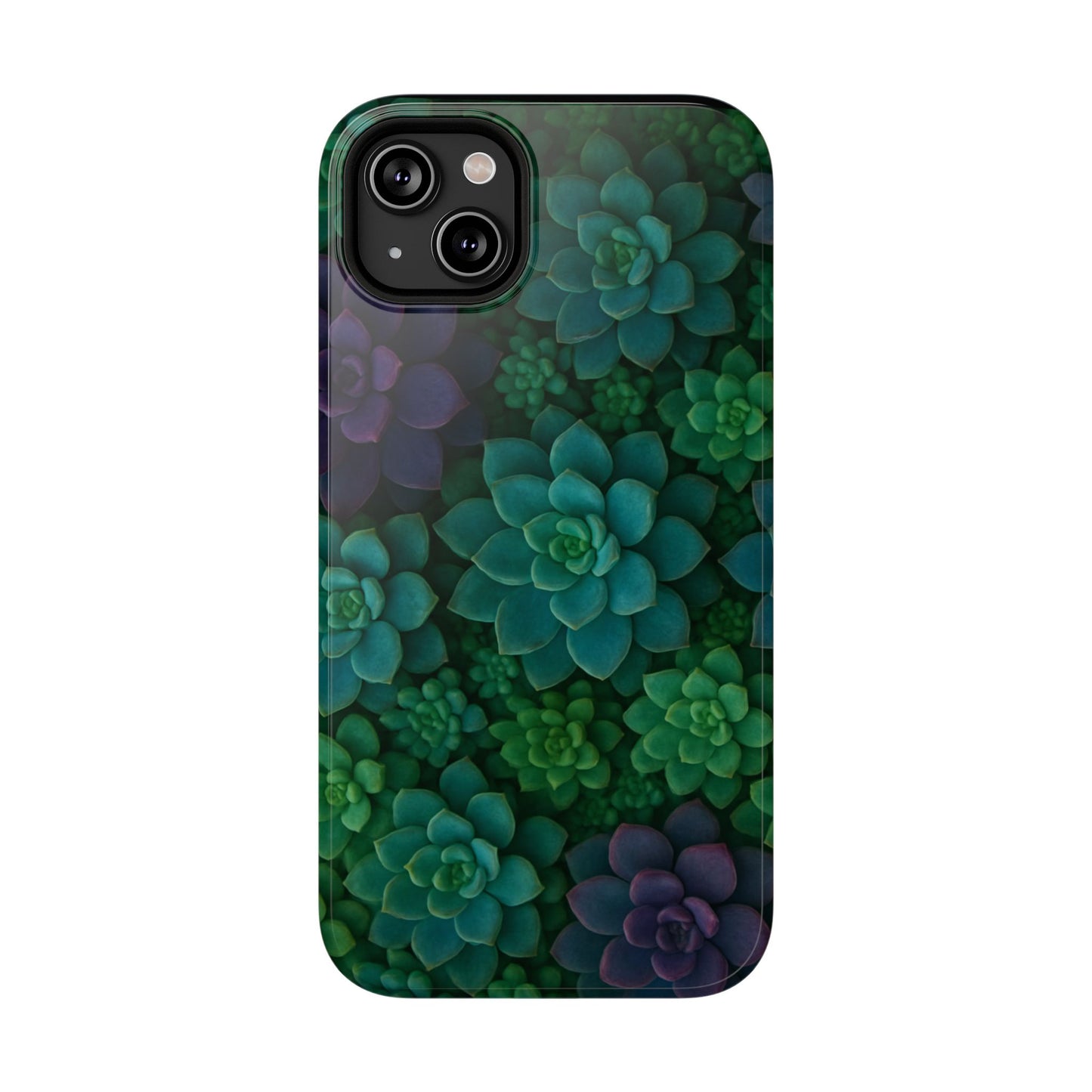 Succulent Pattern Impact-Resistant Phone Case — Green Teal Floral Protection