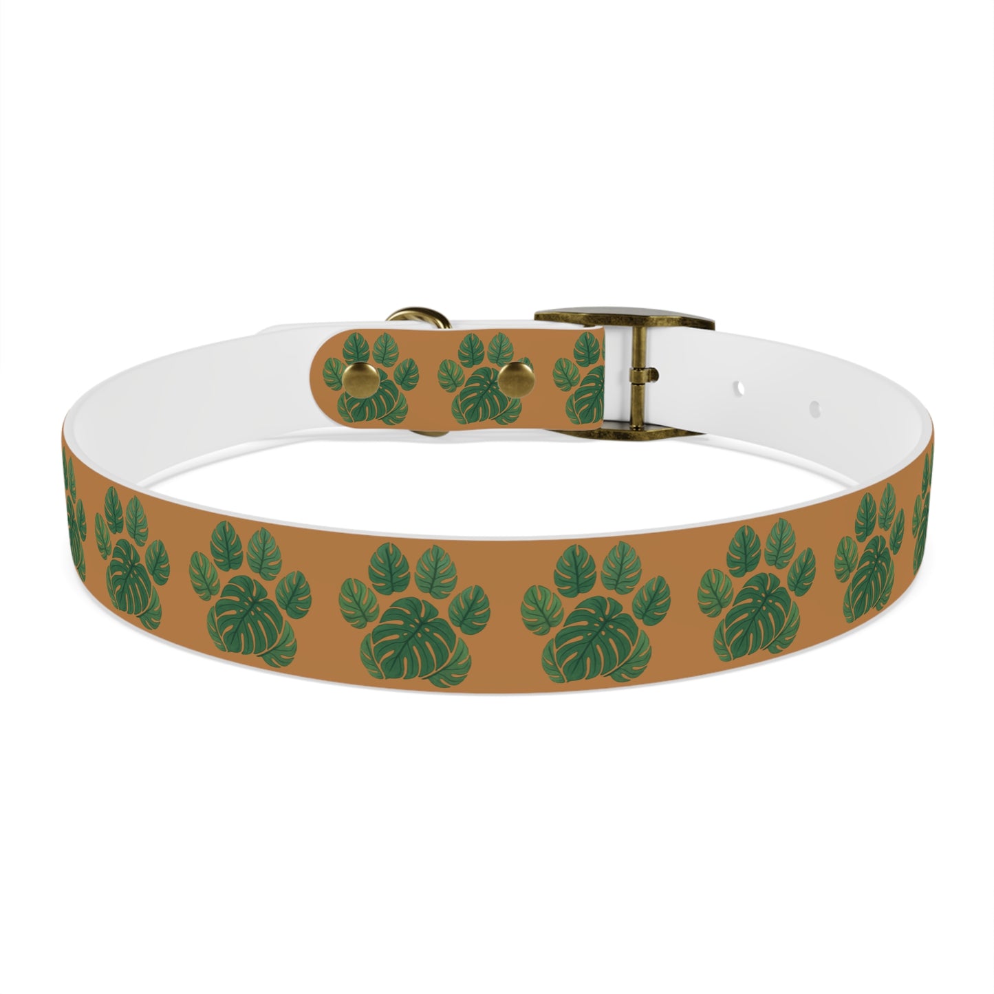 Monstera Leaf Dog Collar — Tropical Green Plant Pattern Pet Collar
