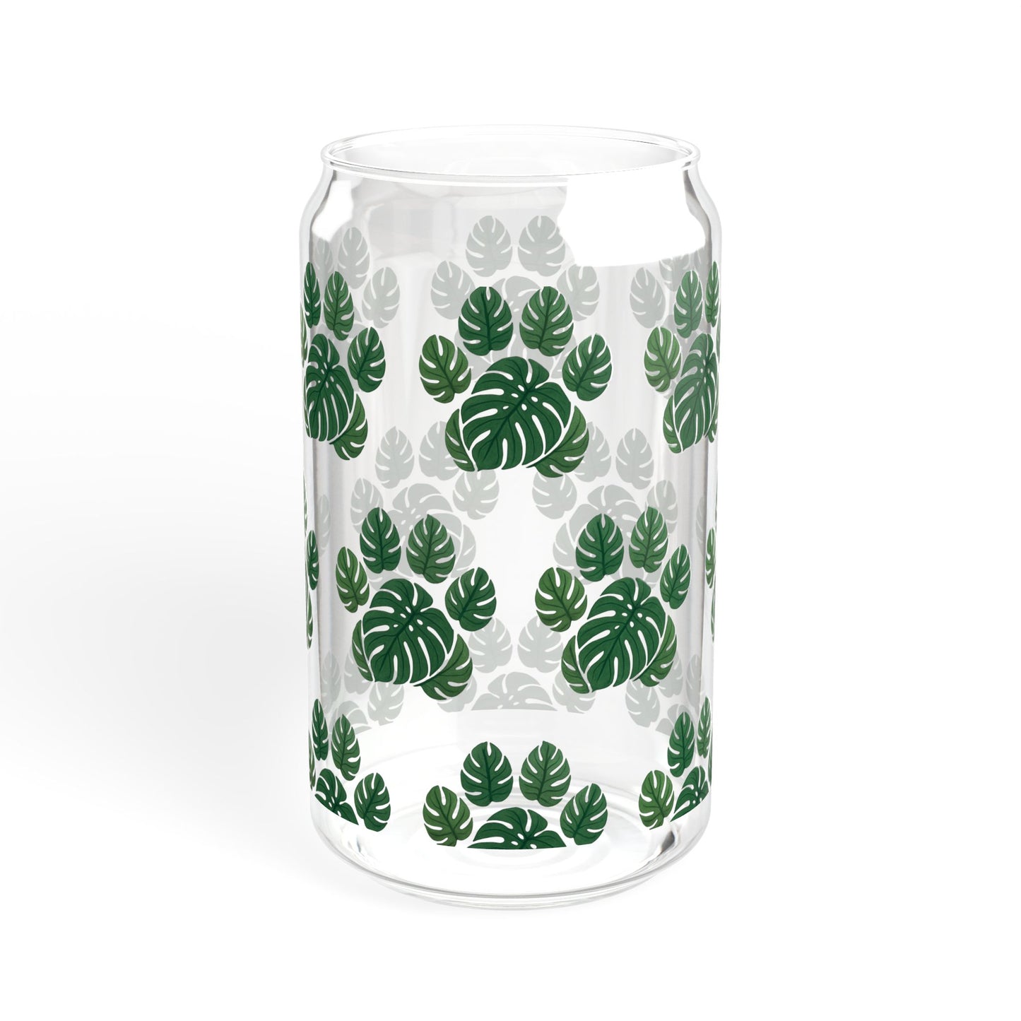 Monstera Leaf 16oz Sipper Glass with Bamboo Lid
