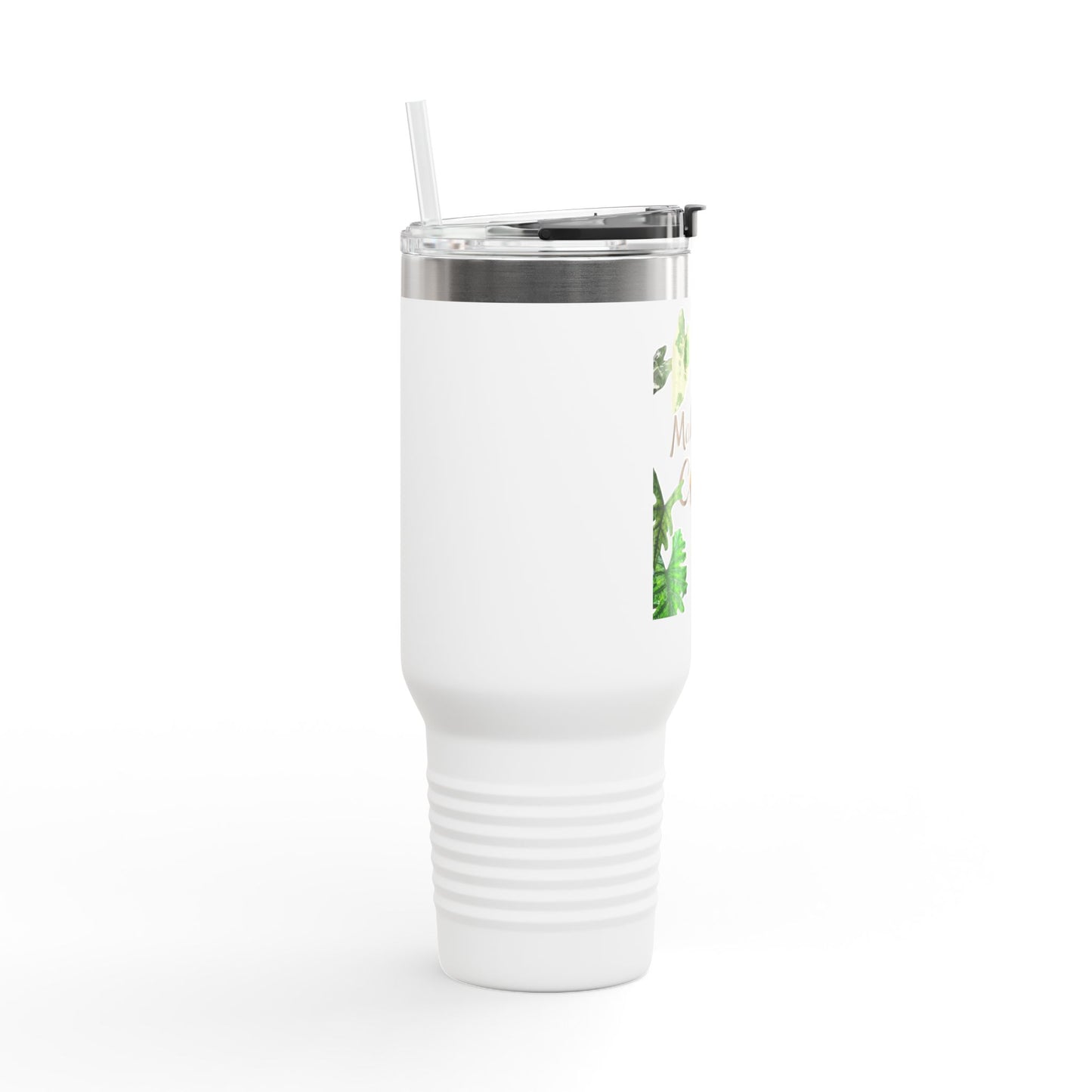 40oz Insulated Travel Mug — "Make Me Calm" Botanical Design