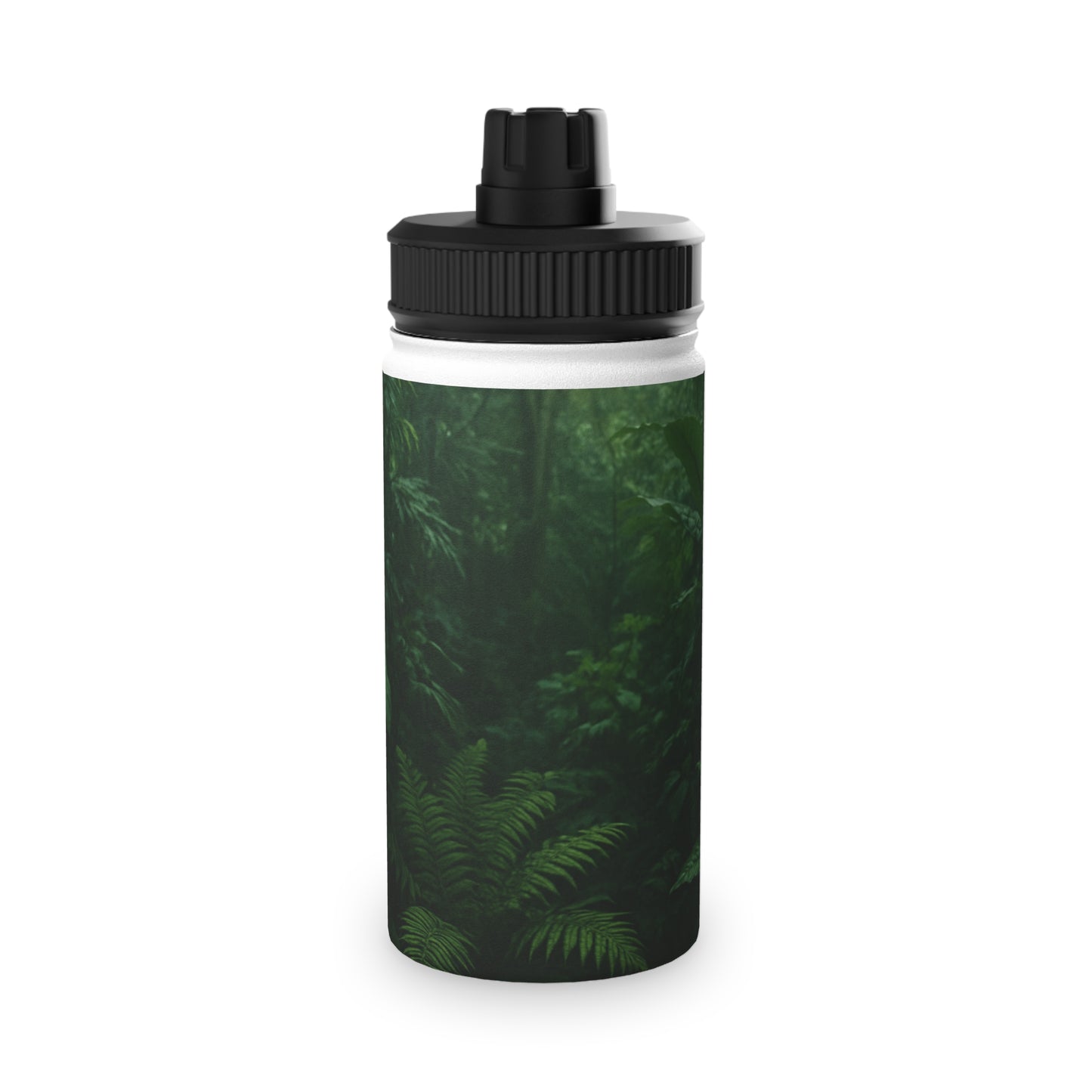 Stainless Steel Water Bottle — Dark Jungle Ferns Sports Lid (Insulated Sports Bottle)