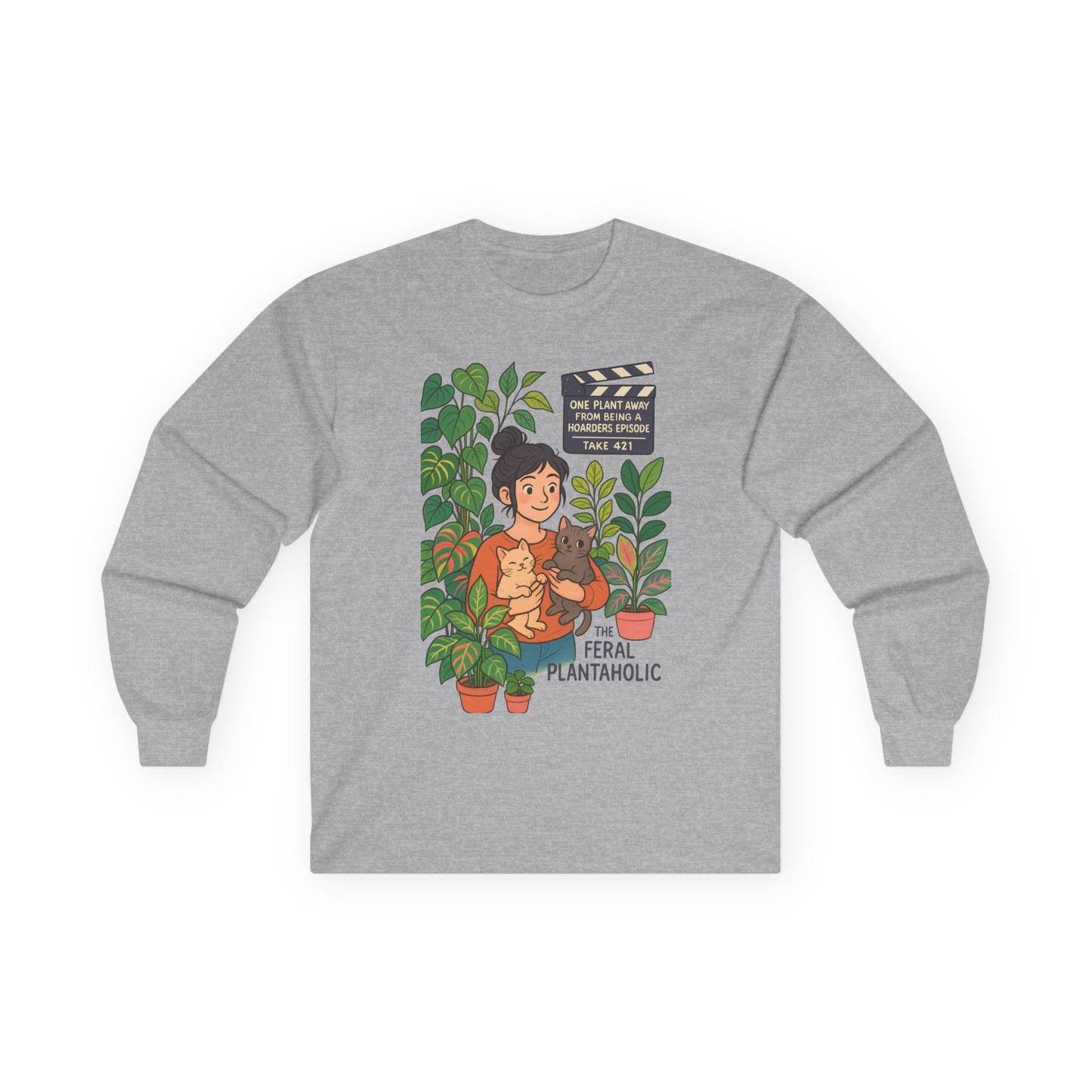 Feral Plantaholic Long Sleeve Tee, Unisex Plant Lover Shirt, Gardening Gift, Eco-Friendly Apparel, Casual Wear, Nature Inspired Fashion