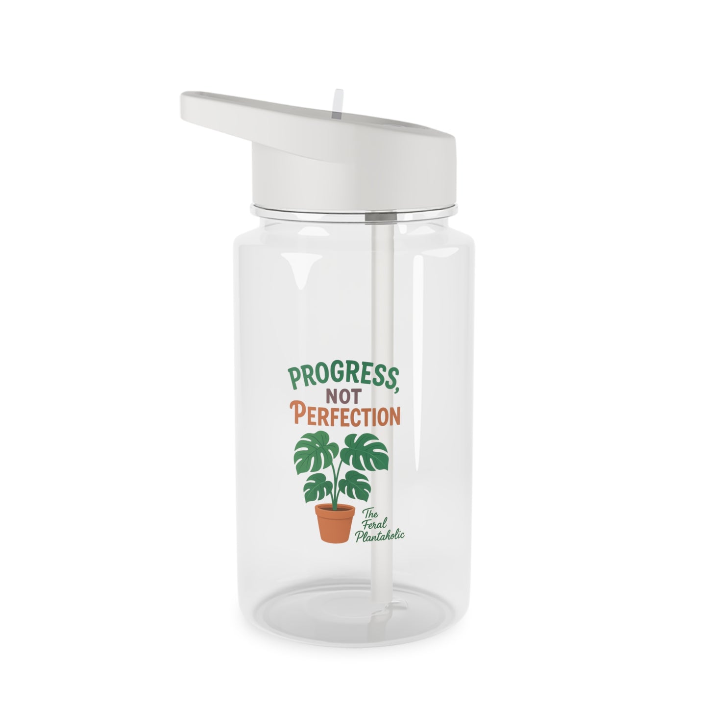 Progress Not Perfection Water Bottle, Motivational Hydration Bottle, Eco-Friendly Sports Bottle, Gym Accessories, Gift for Plant Lovers