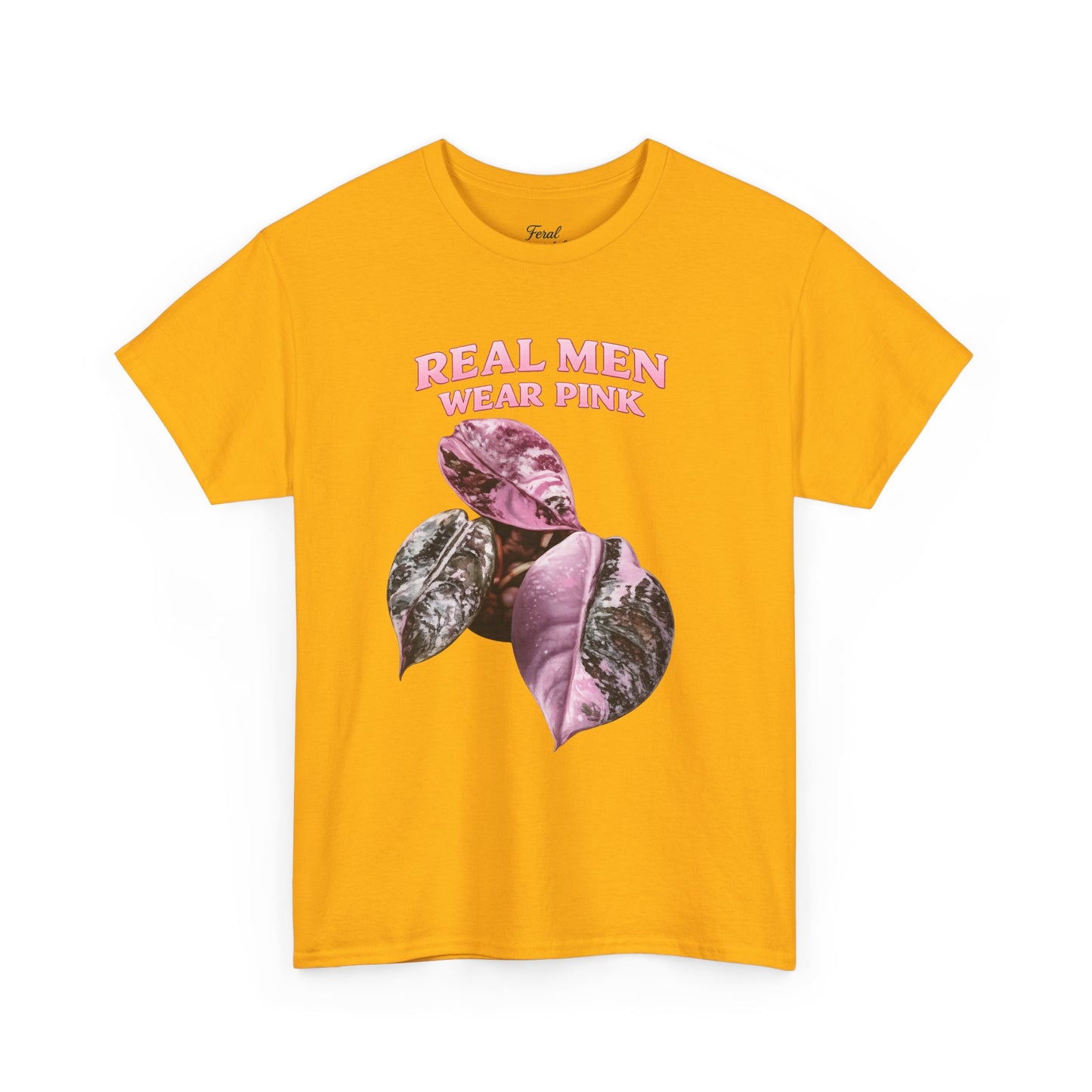 Real Men Wear Pink T-Shirt – Vintage Pink Leaf Graphic Tee