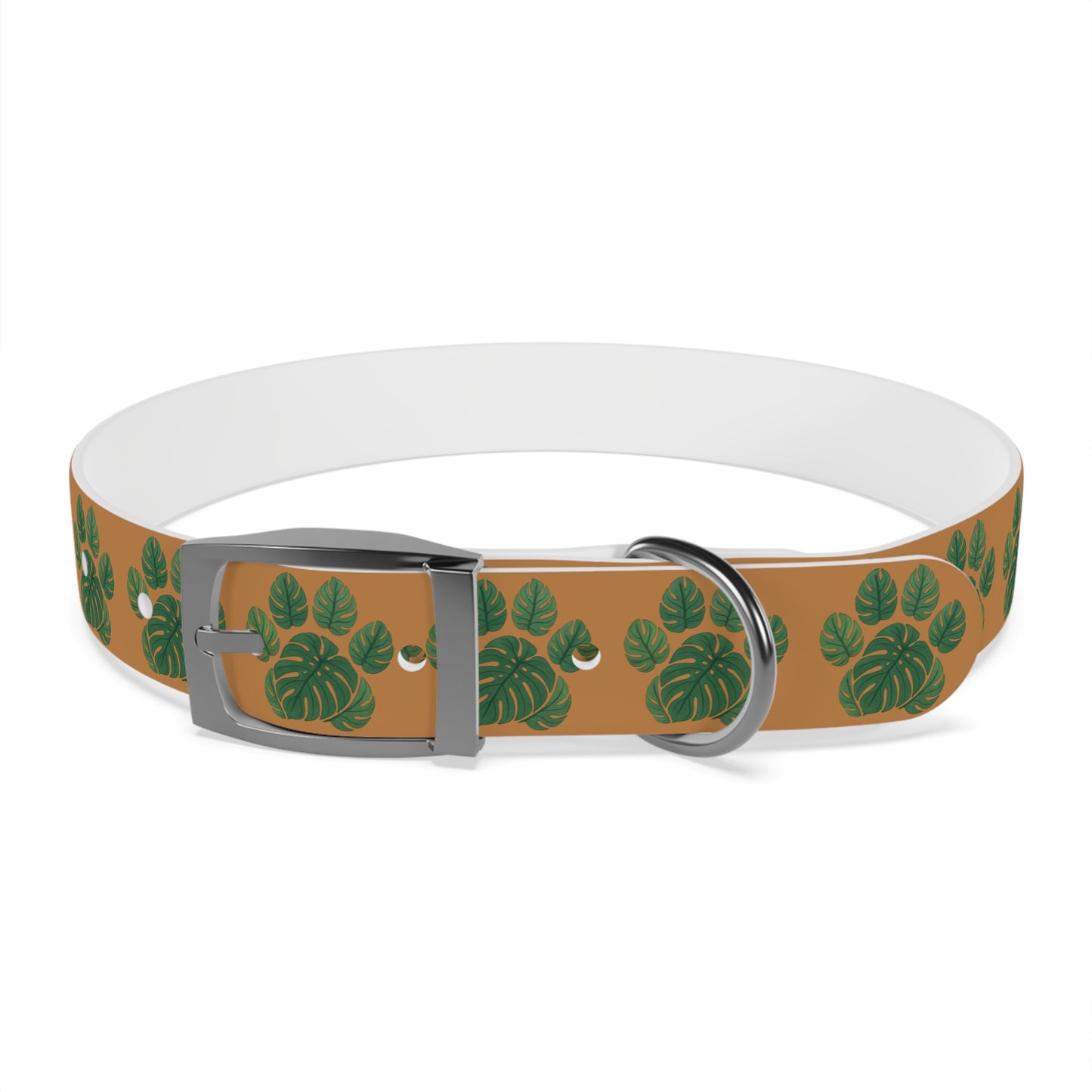 Monstera Leaf Dog Collar — Tropical Green Plant Pattern Pet Collar