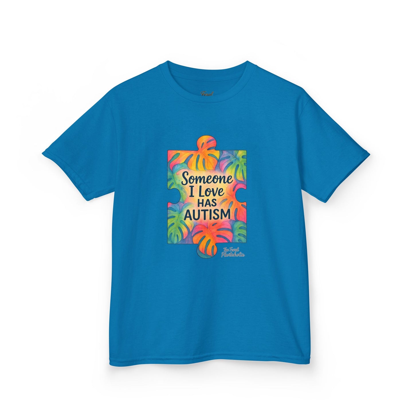 Kids T‑Shirt — "Someone I Love Has Autism" Colorful Puzzle Awareness Tee