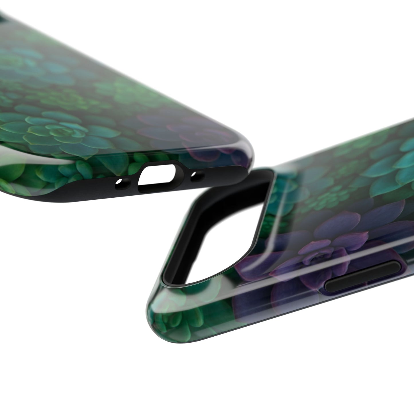 Succulent Pattern Impact-Resistant Phone Case — Green Teal Floral Protection