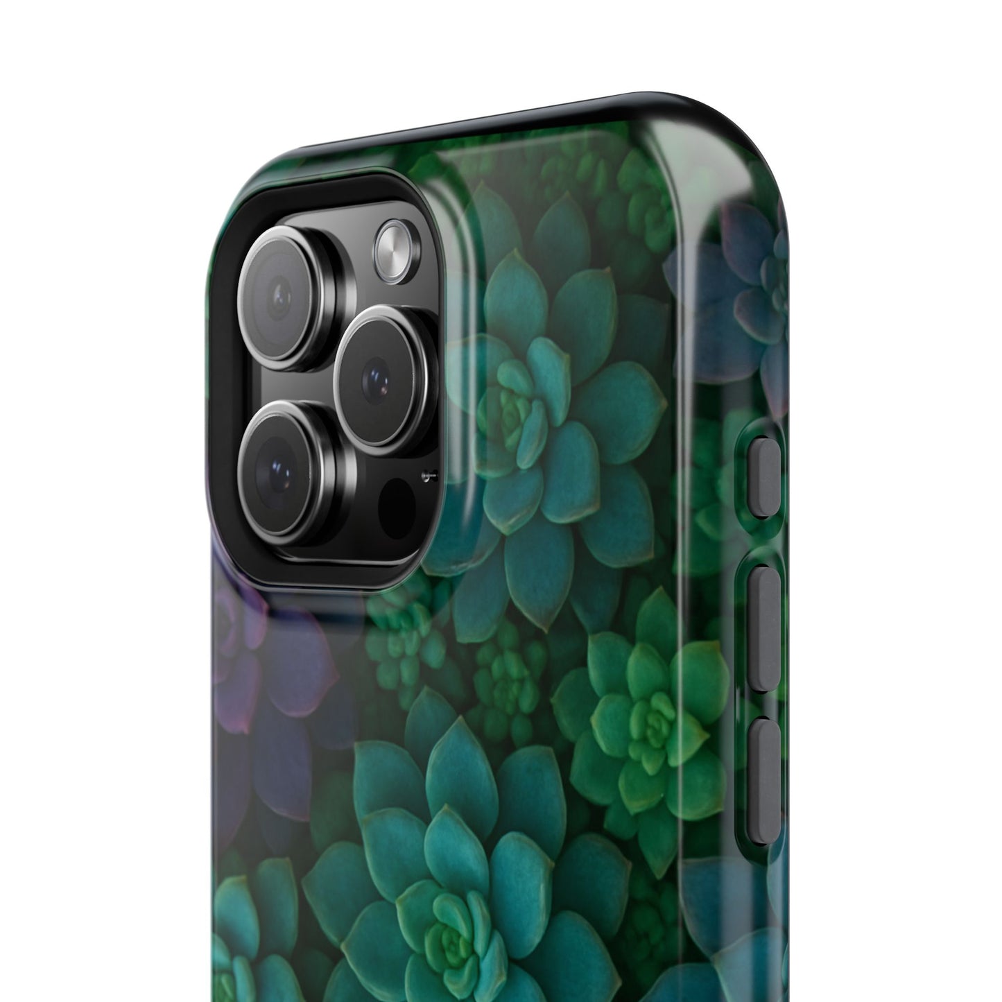Succulent Pattern Impact-Resistant Phone Case — Green Teal Floral Protection