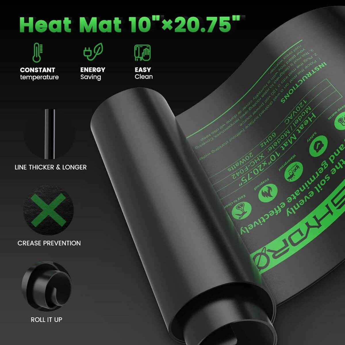 Mars Hydro 10'' x 20.75'' Seedling Heat Mat and Digital Thermostat Combo