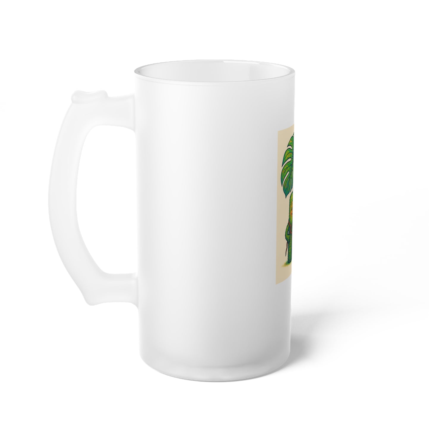 Humorous Frosted Glass Beer Mug, Plant Lover Gift, Unique Barware, Feral Plantaholic Design, Fun Home Bar Accessory