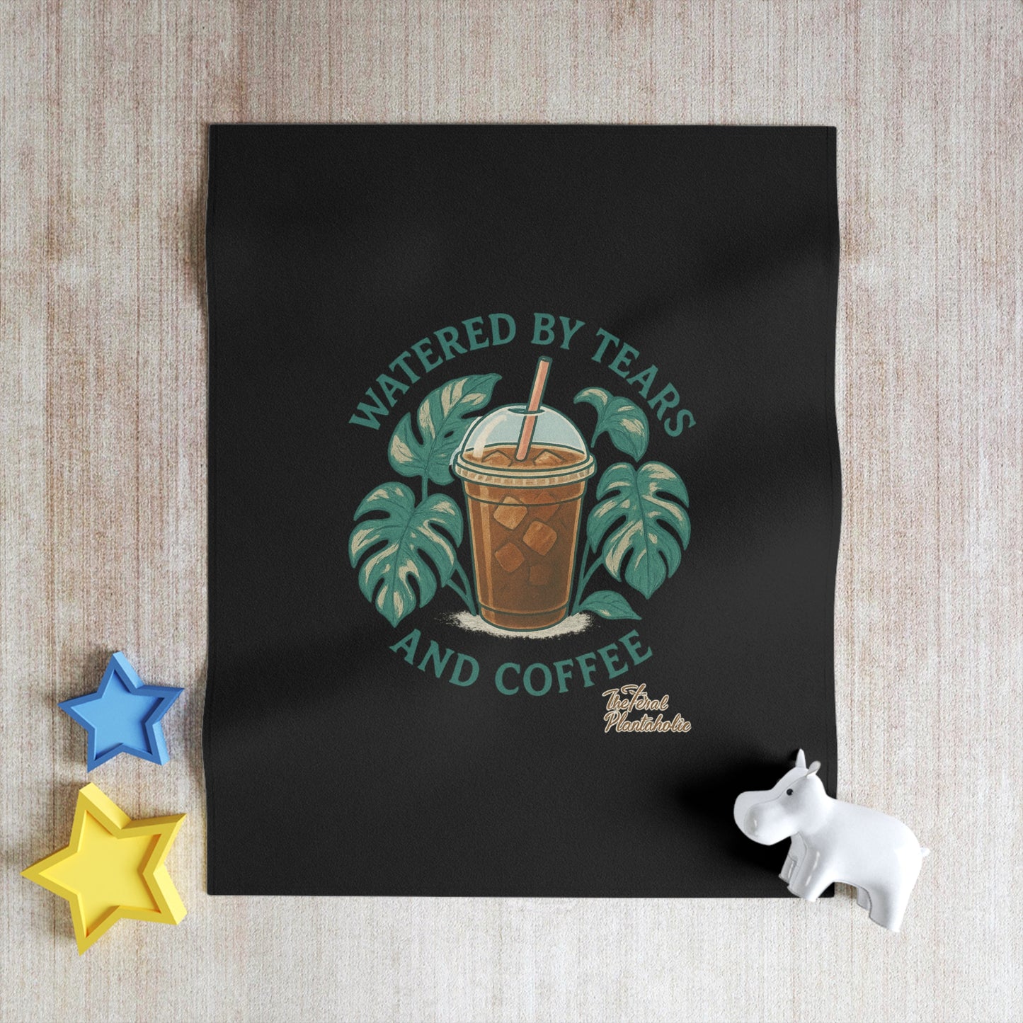 Watered by Tears and Coffee Throw Blanket - Cozy Gift for Coffee Lovers, Decorative Couch Cover, Home Accents, Coffee-Themed Decor