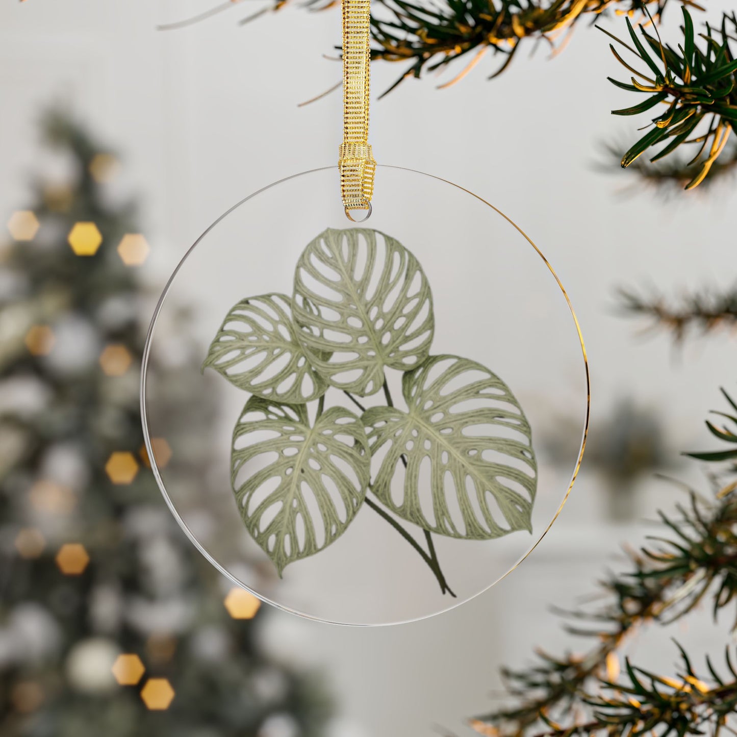 Monstera Leaf Acrylic Ornament — Botanical Holiday Decoration