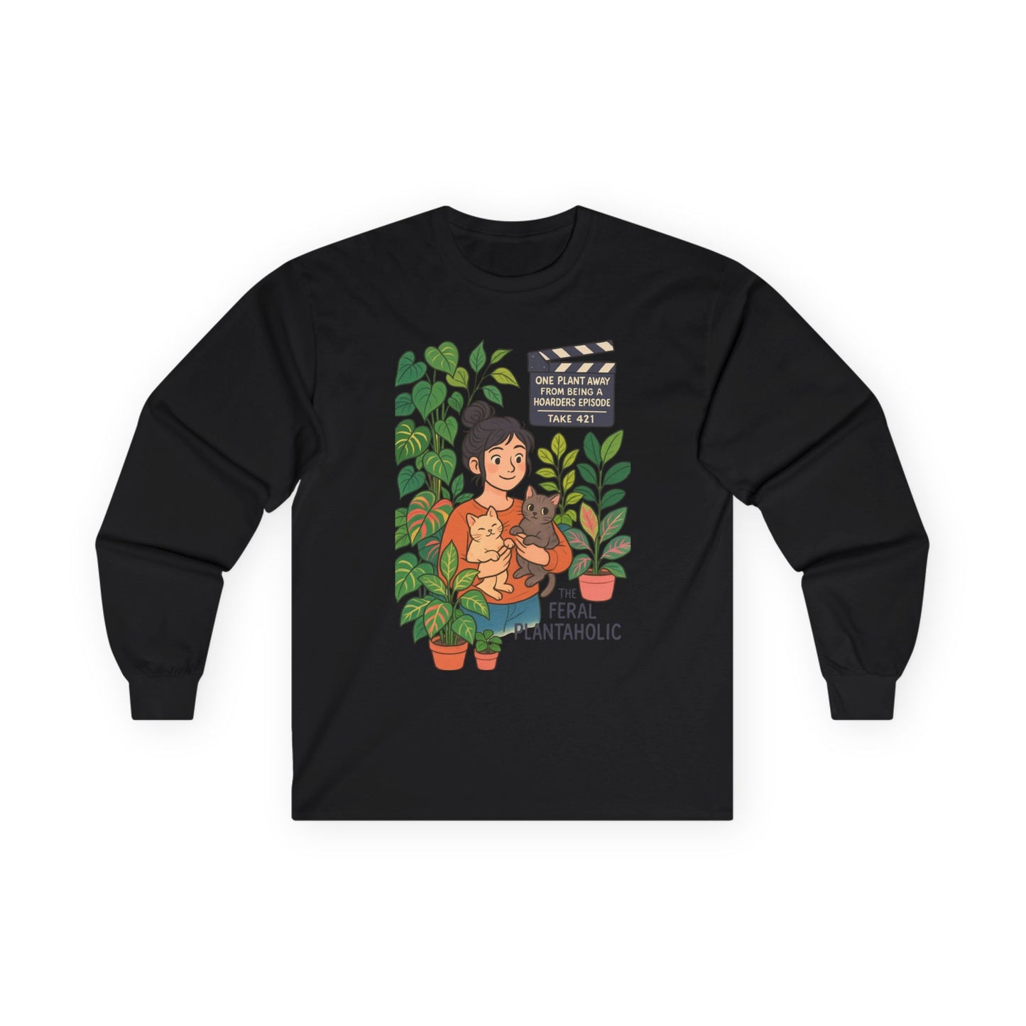 Feral Plantaholic Long Sleeve Tee, Unisex Plant Lover Shirt, Gardening Gift, Eco-Friendly Apparel, Casual Wear, Nature Inspired Fashion