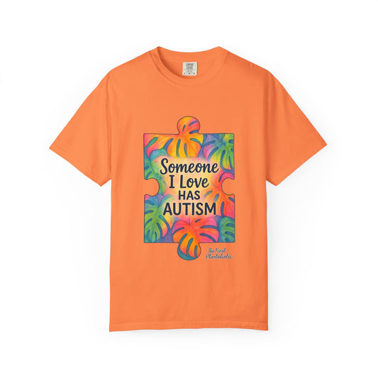 Autism Awareness T-Shirt — "Someone I Love Has Autism" Colorful Puzzle Design
