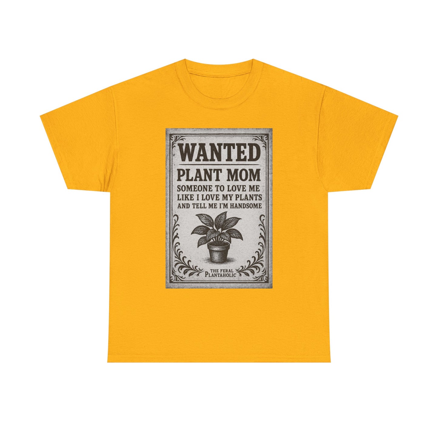 Wanted Plant Mom Unisex Heavy Cotton Tee, Plant Lover Gift, Gardening Shirt, Botanical Humor Tee, Houseplant Mom Apparel