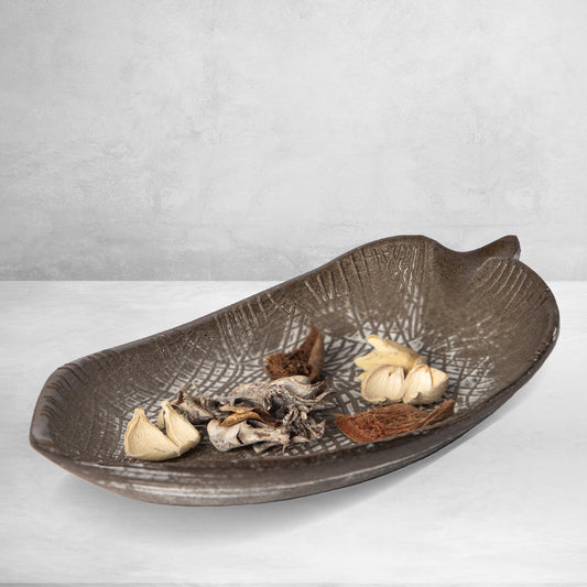 422 - Wood Leaf Shaped Tray Decorative Serving Platter Plate Dish Key Bowl Entryway