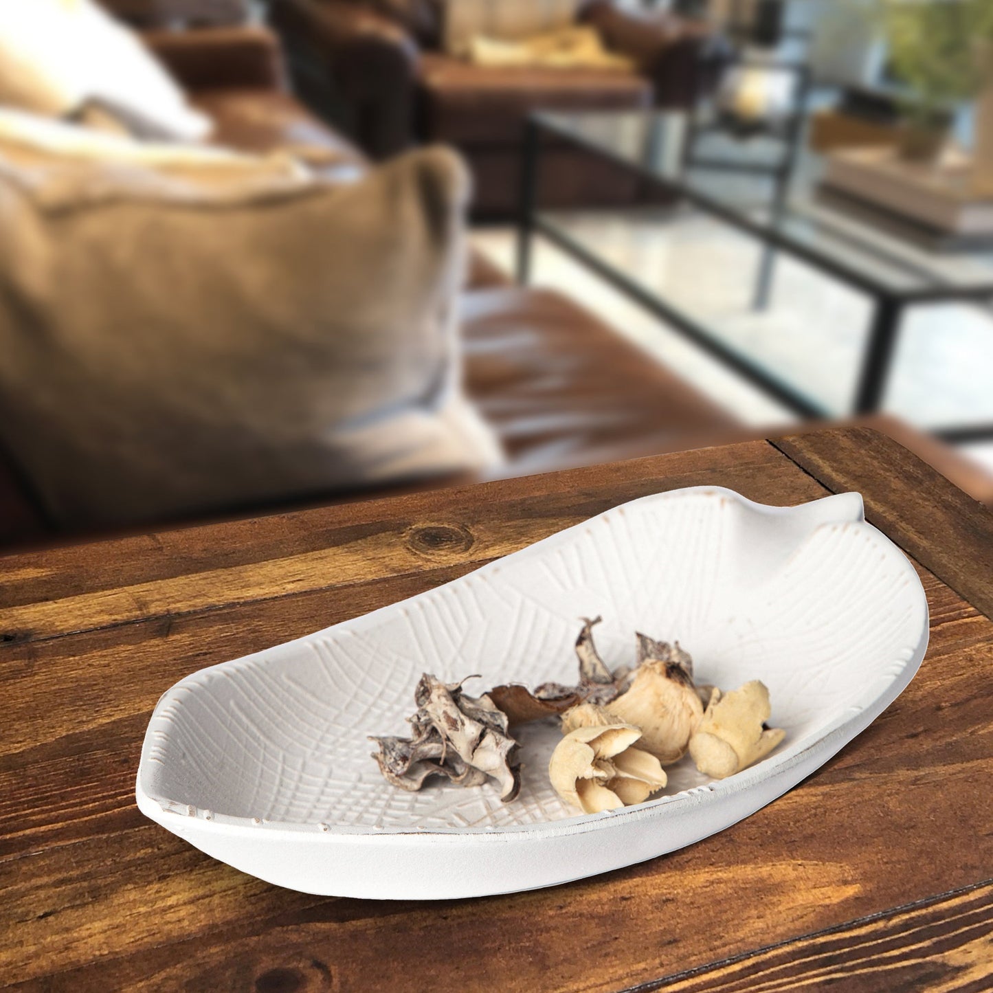 422 - Wood Leaf Shaped Tray Decorative Serving Platter Plate Dish Key Bowl Entryway
