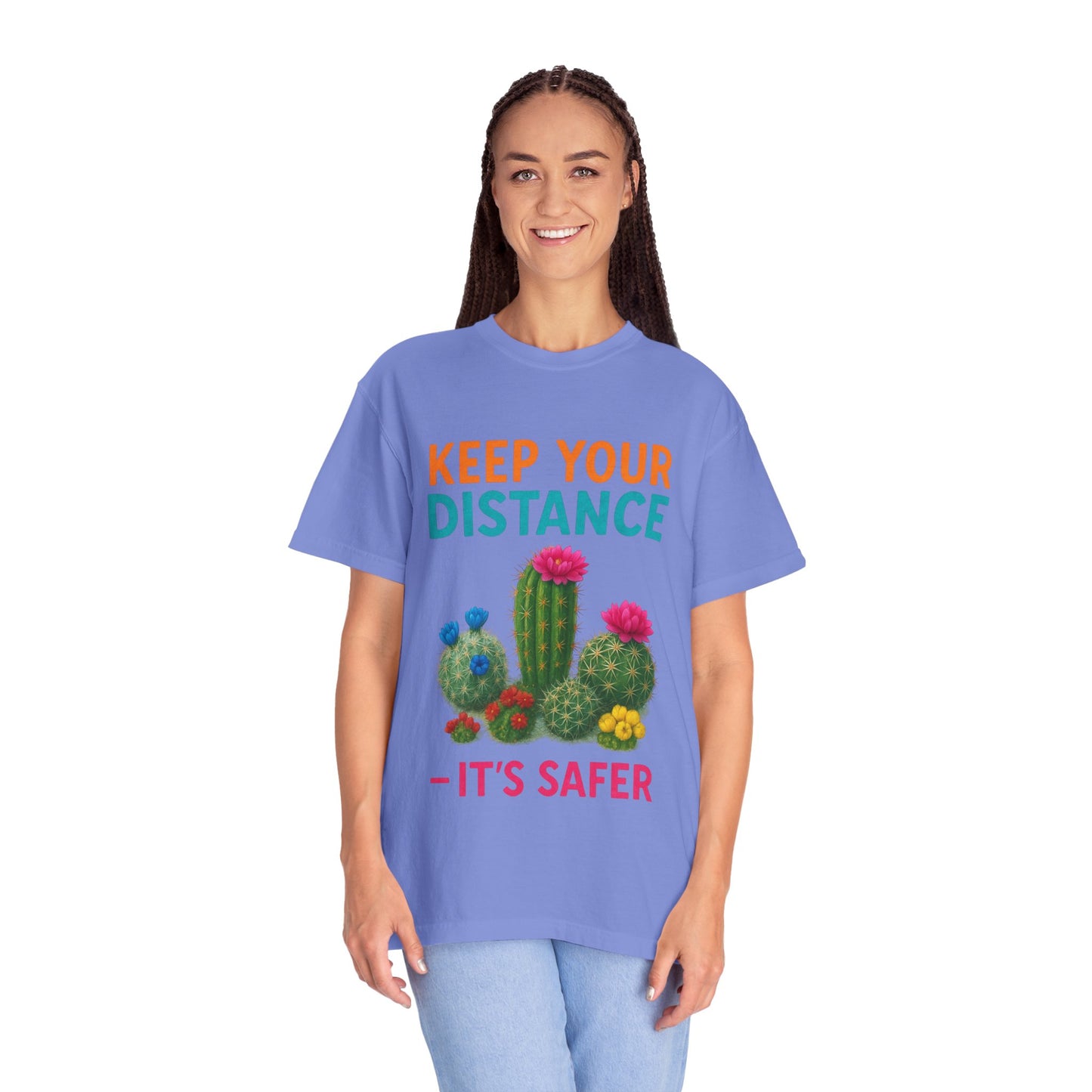 Keep Your Distance Cactus T-Shirt — "It's Safer" Humorous Social Distancing Tee