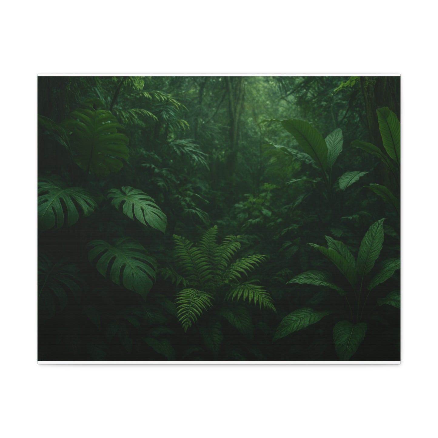 Jungle Matte Canvas Wall Art — Lush Green Tropical Forest Print (Stretched 1.25")