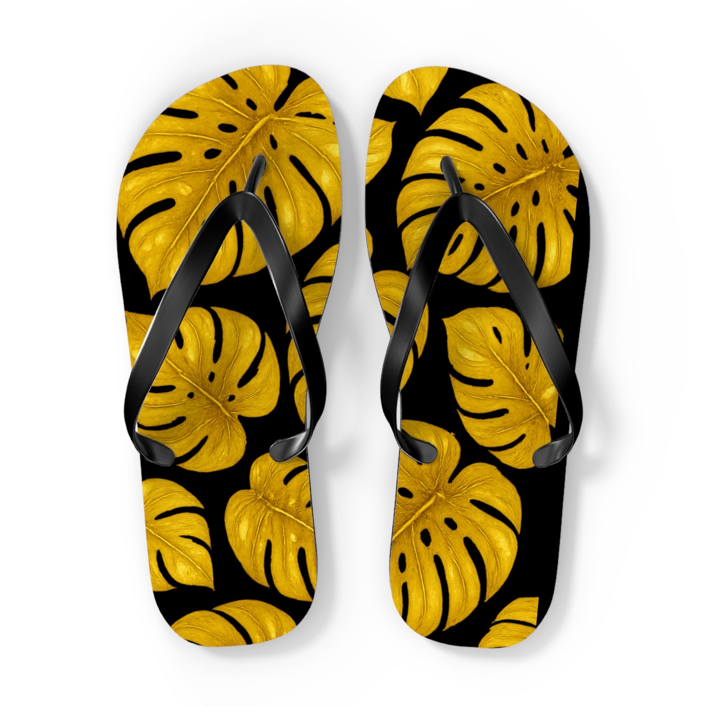 Tropical Flip Flops with Monstera Leaves, Summer Footwear, Beach Sandals, Vacation Essentials, Stylish Poolside Slippers