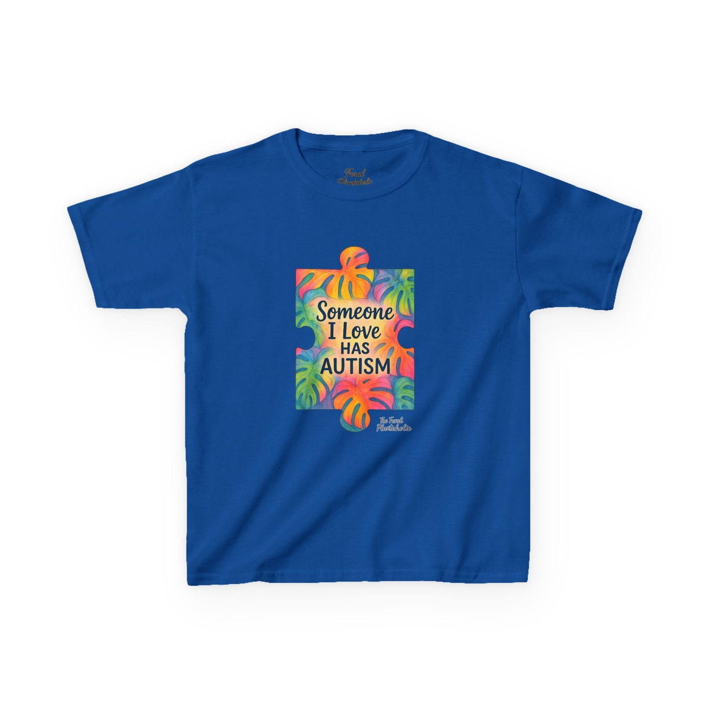 Kids T‑Shirt — "Someone I Love Has Autism" Colorful Puzzle Awareness Tee