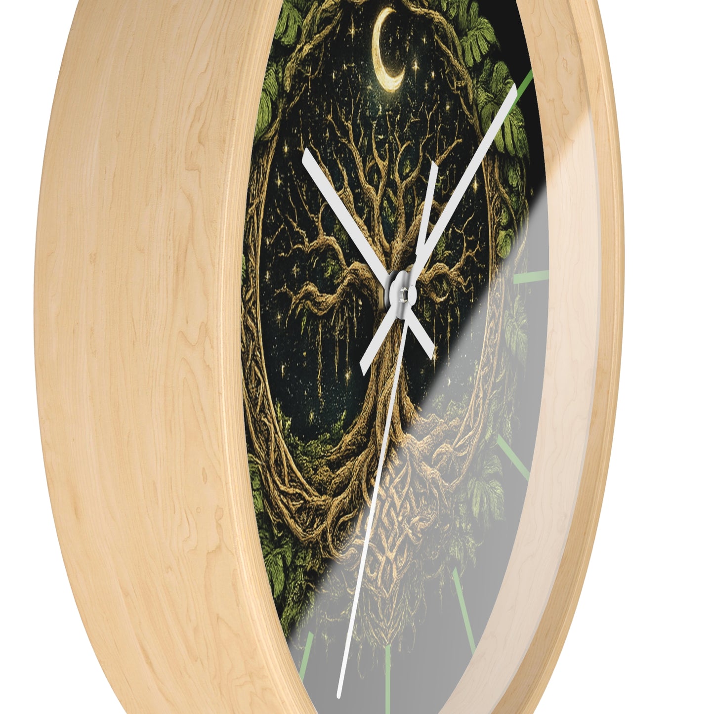 Celtic Tree of Life Wall Clock — Moonlit Night Woodland Decor