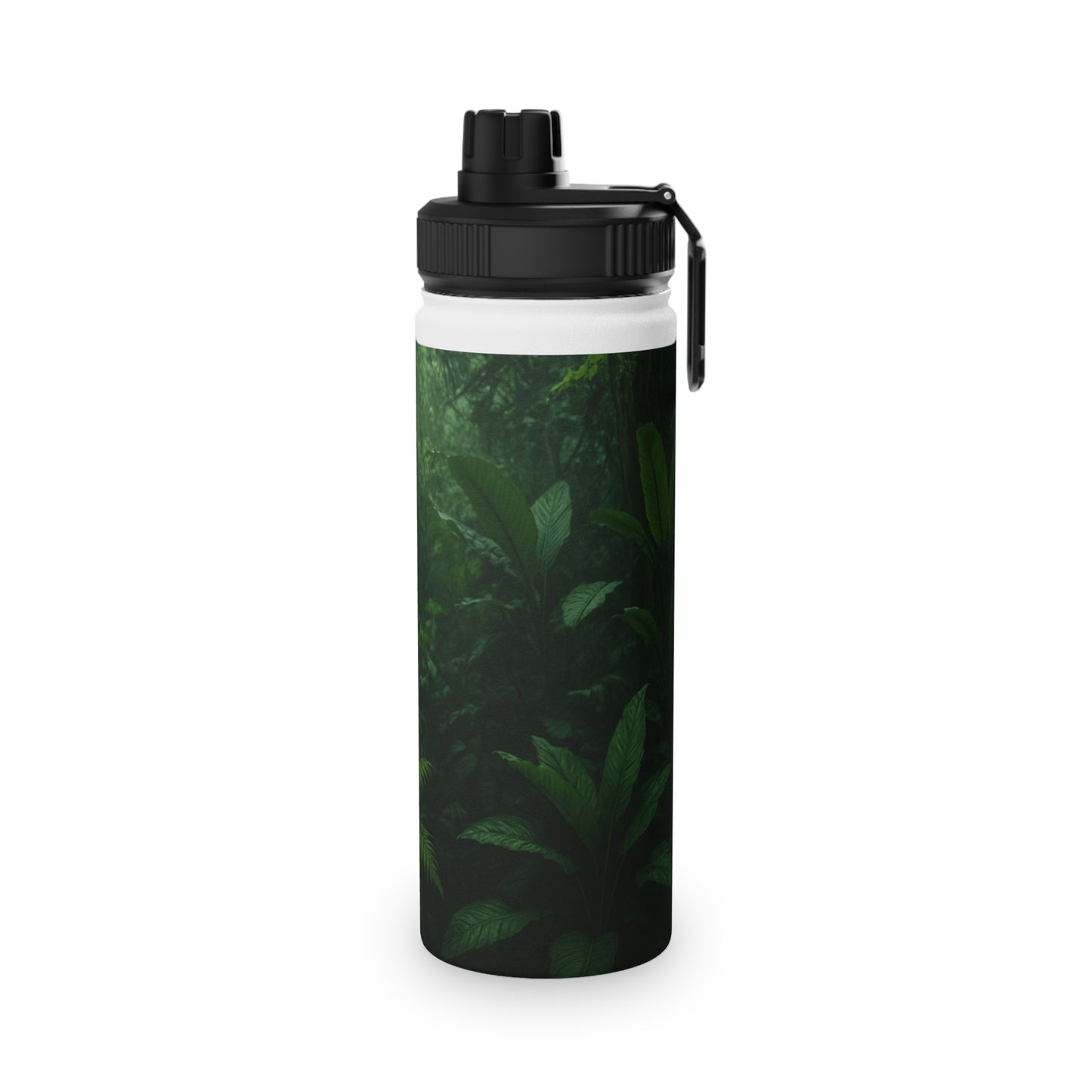 Stainless Steel Water Bottle — Dark Jungle Ferns Sports Lid (Insulated Sports Bottle)
