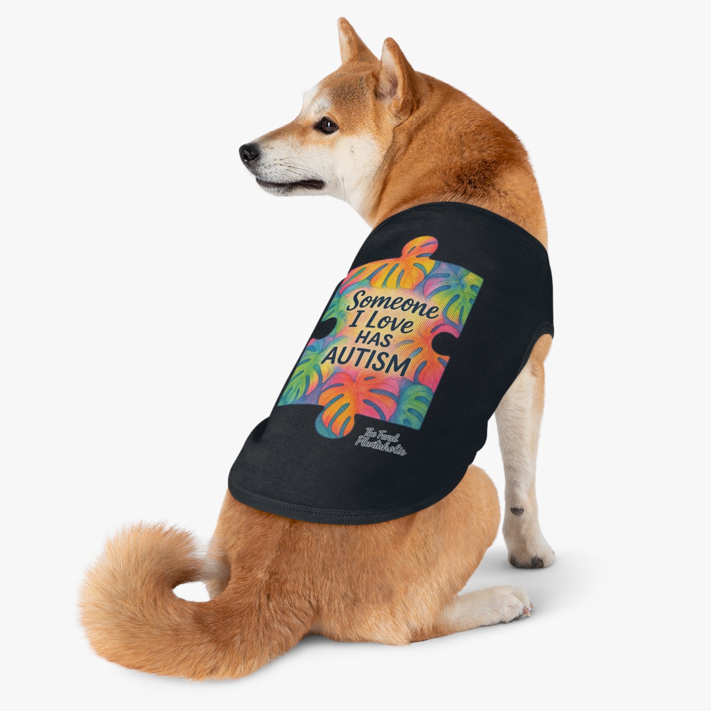 Pet Tank Top — "Someone I Love Has Autism" Puzzle Piece Awareness Dog Shirt