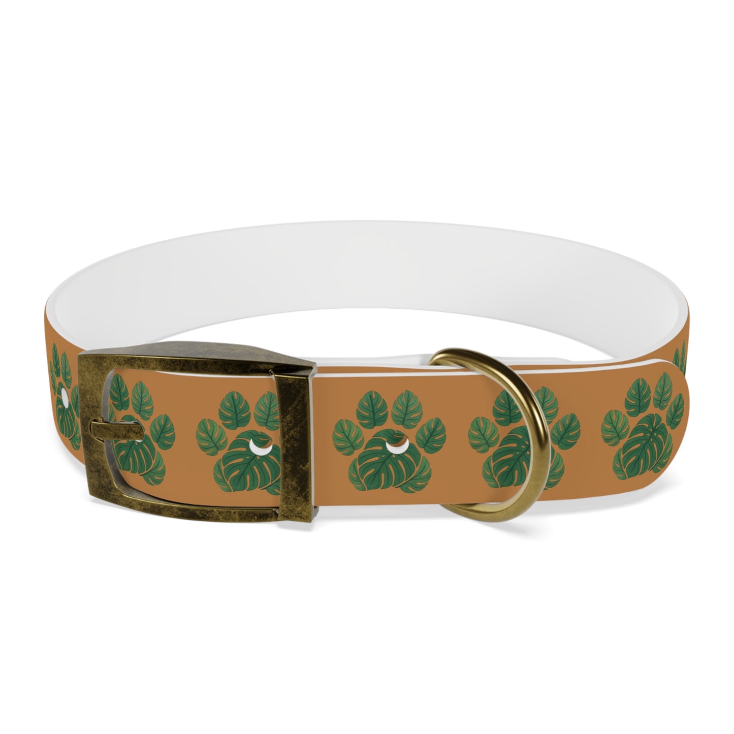 Monstera Leaf Dog Collar — Tropical Green Plant Pattern Pet Collar