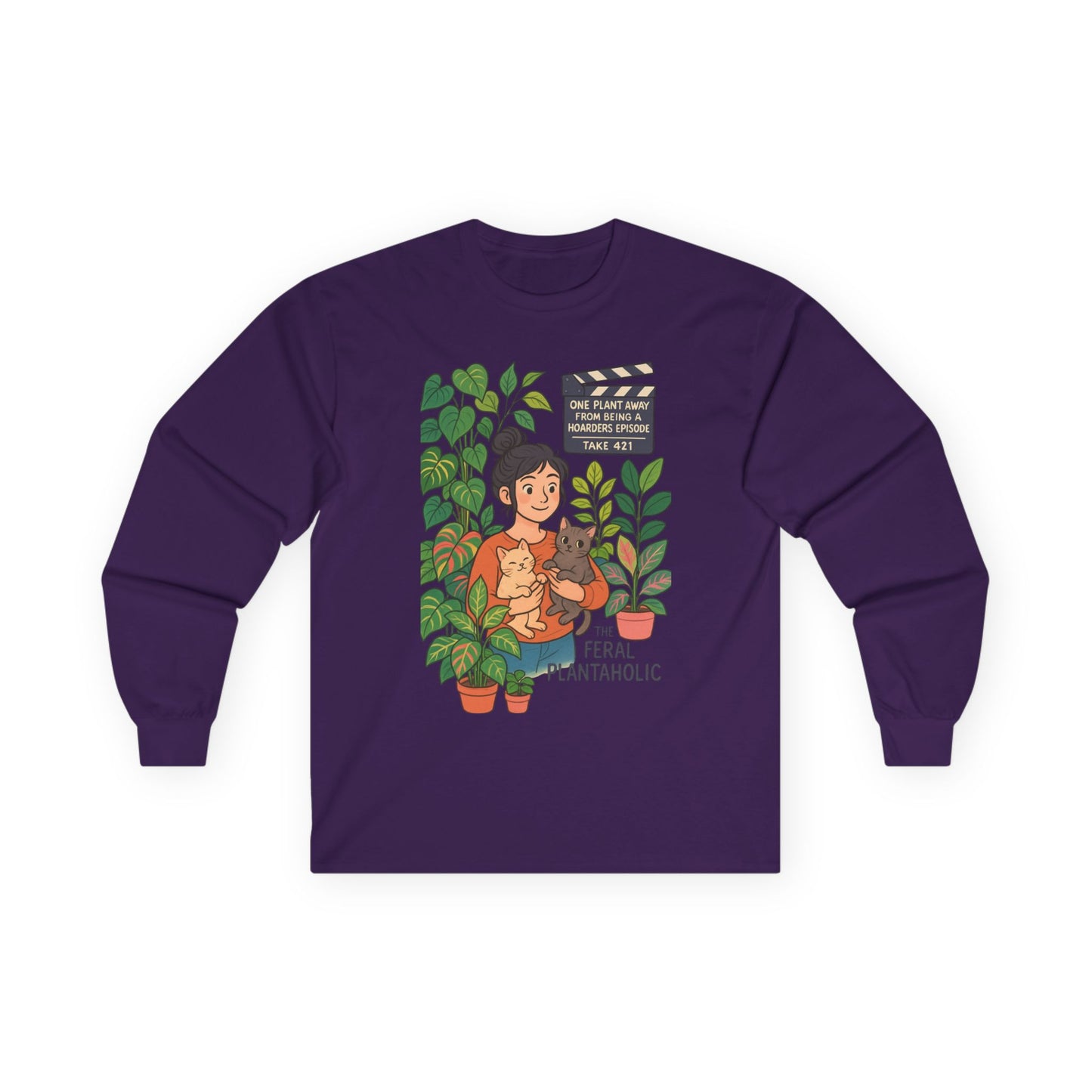 Feral Plantaholic Long Sleeve Tee, Unisex Plant Lover Shirt, Gardening Gift, Eco-Friendly Apparel, Casual Wear, Nature Inspired Fashion