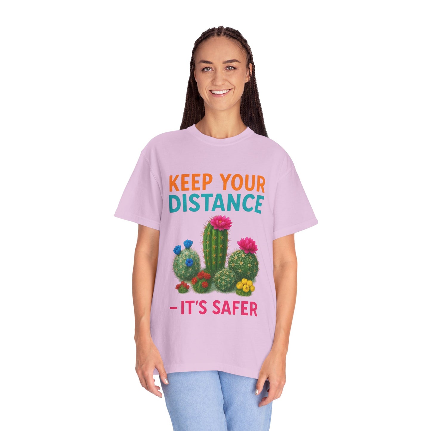 Keep Your Distance Cactus T-Shirt — "It's Safer" Humorous Social Distancing Tee