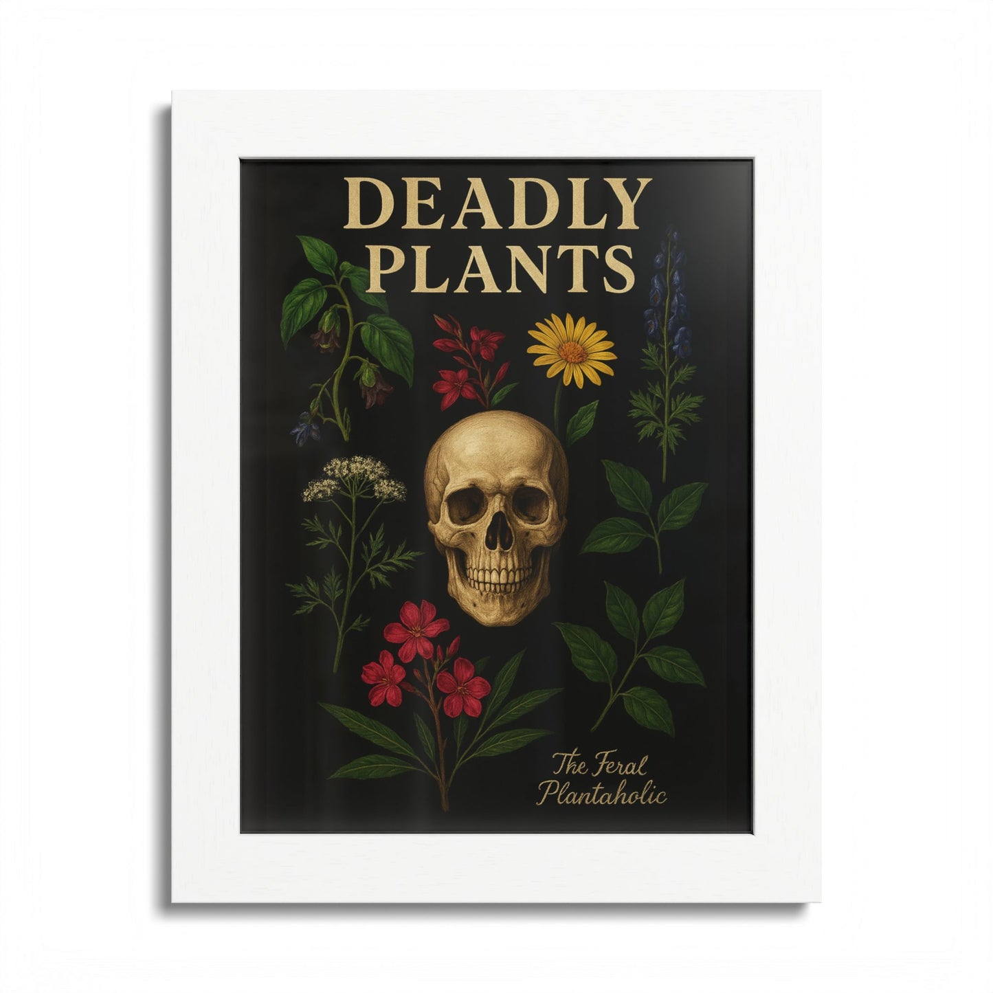 Deadly Plants Botanical Skull Framed Poster — Vintage Poisonous Plant Art