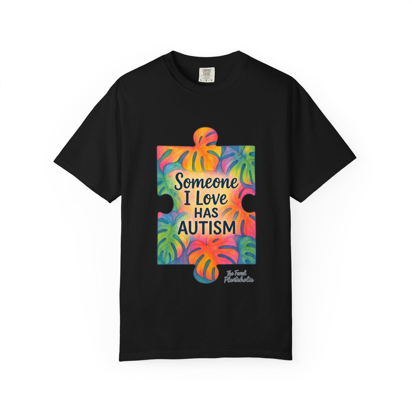 Autism Awareness T-Shirt — "Someone I Love Has Autism" Colorful Puzzle Design