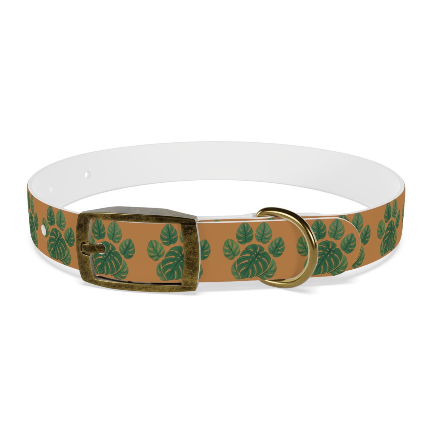 Monstera Leaf Dog Collar — Tropical Green Plant Pattern Pet Collar