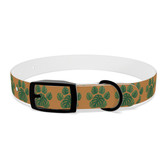 Monstera Leaf Dog Collar — Tropical Green Plant Pattern Pet Collar