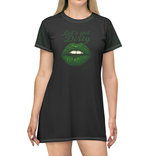 Let's Get Dirty Graphic T-Shirt Dress for Bold Women