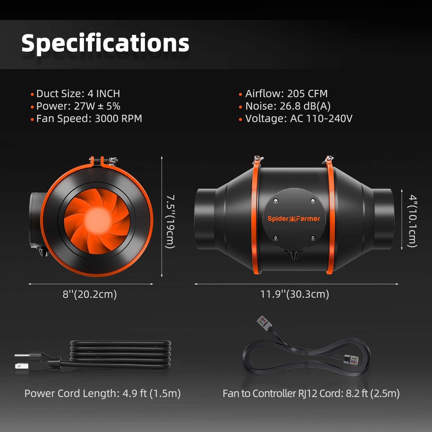 Spider Farmer G3000 LED Grow Light + 3' x 3' Grow Tent + 4" Inline Fan Combo with Temperature and Humidity Controller + 6" Clip Fan