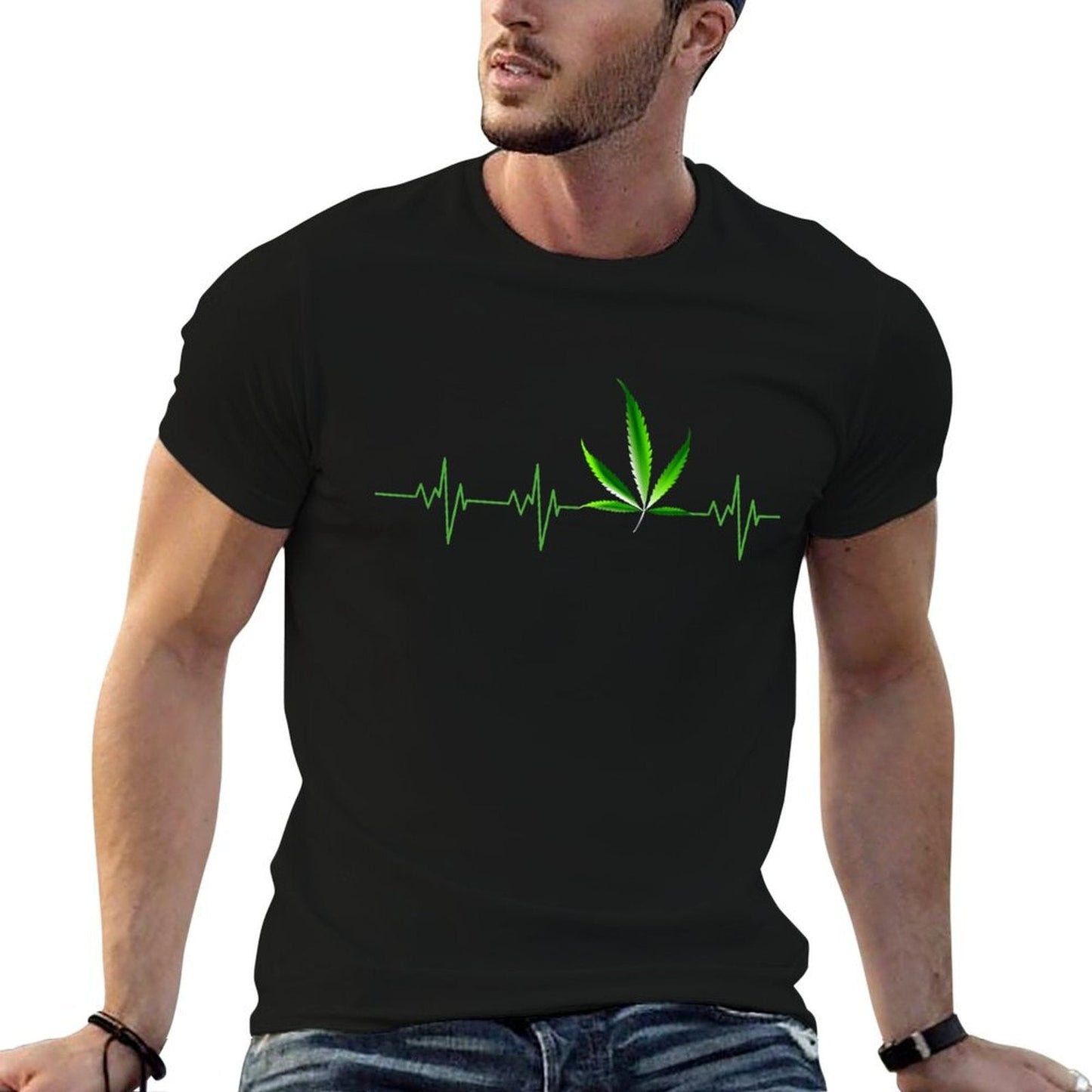 Weed Shirts for Men & Women Marijuana Leaf Heartbeat Gift T-Shirt