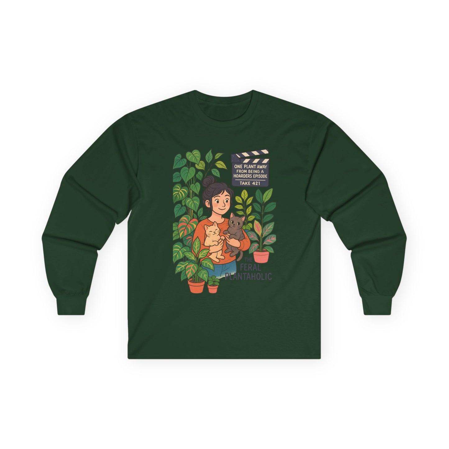 Feral Plantaholic Long Sleeve Tee, Unisex Plant Lover Shirt, Gardening Gift, Eco-Friendly Apparel, Casual Wear, Nature Inspired Fashion
