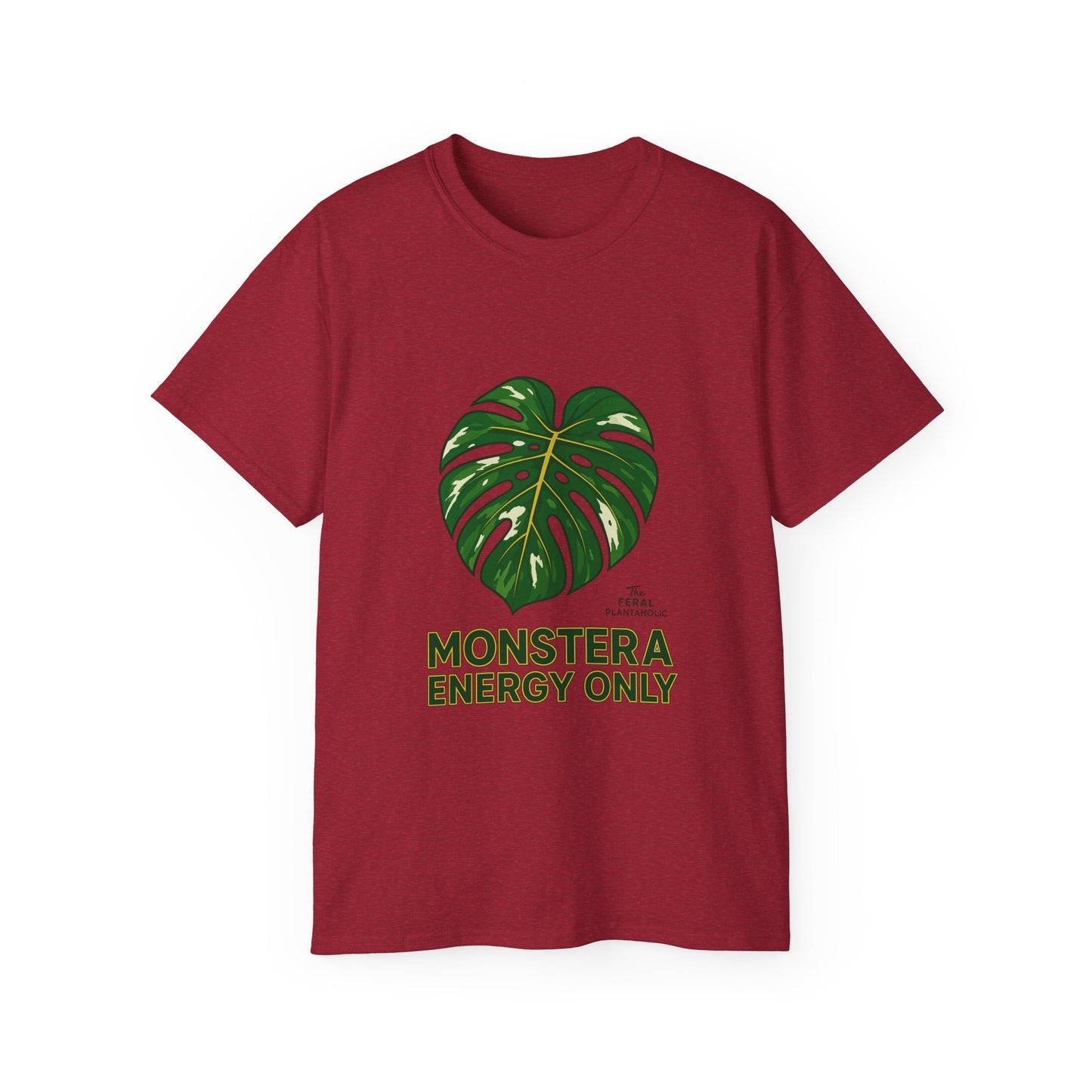 Monstera Energy Only Unisex Cotton Tee, Tropical Plant Tee, Nature Lover Shirt, Casual Summer Top, Eco-Friendly Gift, Botanical Graphic Tee