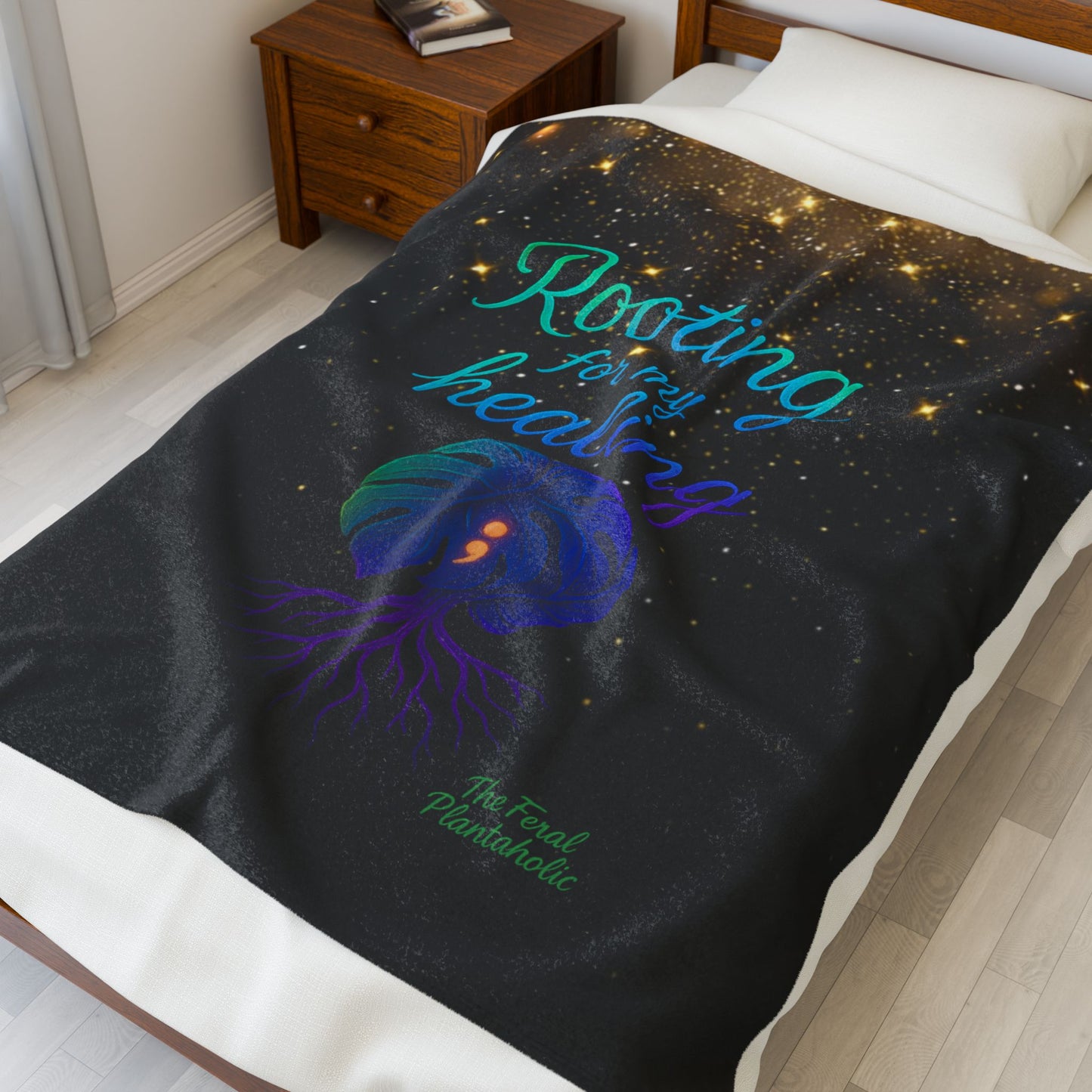 Rooting for My Healing Velveteen Plush Blanket | Cozy Throw for Self-Care, Spiritual Growth, Meditation, Wellness Gifts, Home Decor