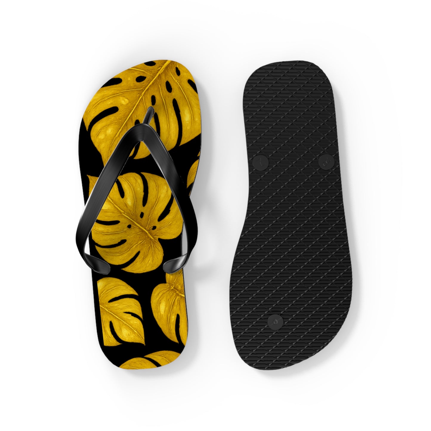 Tropical Flip Flops with Monstera Leaves, Summer Footwear, Beach Sandals, Vacation Essentials, Stylish Poolside Slippers