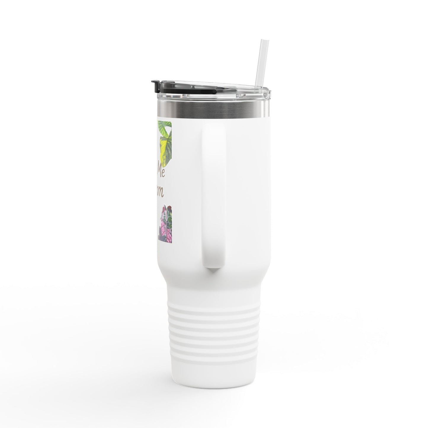 40oz Insulated Travel Mug — "Make Me Calm" Botanical Design