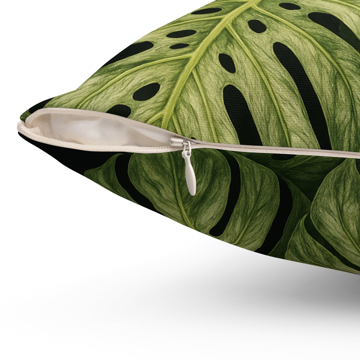 Monstera Leaf Throw Pillow – Tropical Green Decorative Pillow