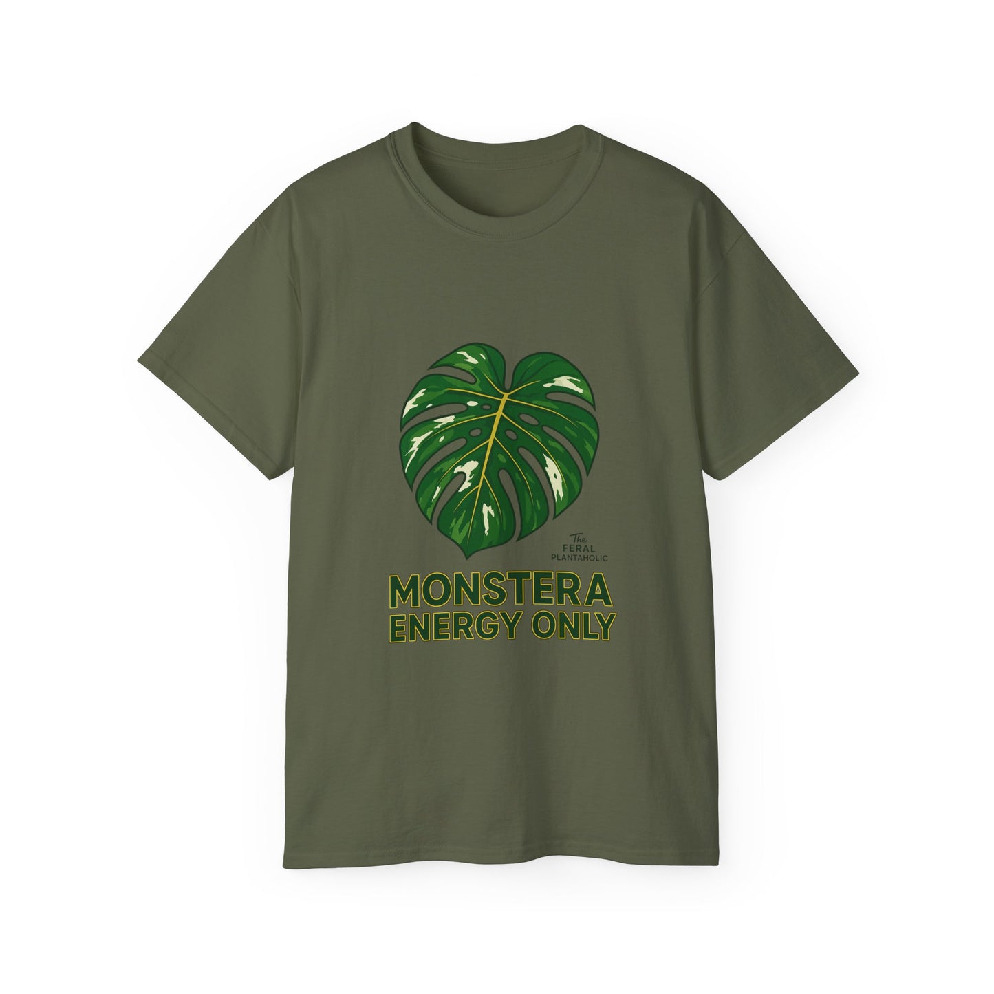 Monstera Energy Only Unisex Cotton Tee, Tropical Plant Tee, Nature Lover Shirt, Casual Summer Top, Eco-Friendly Gift, Botanical Graphic Tee