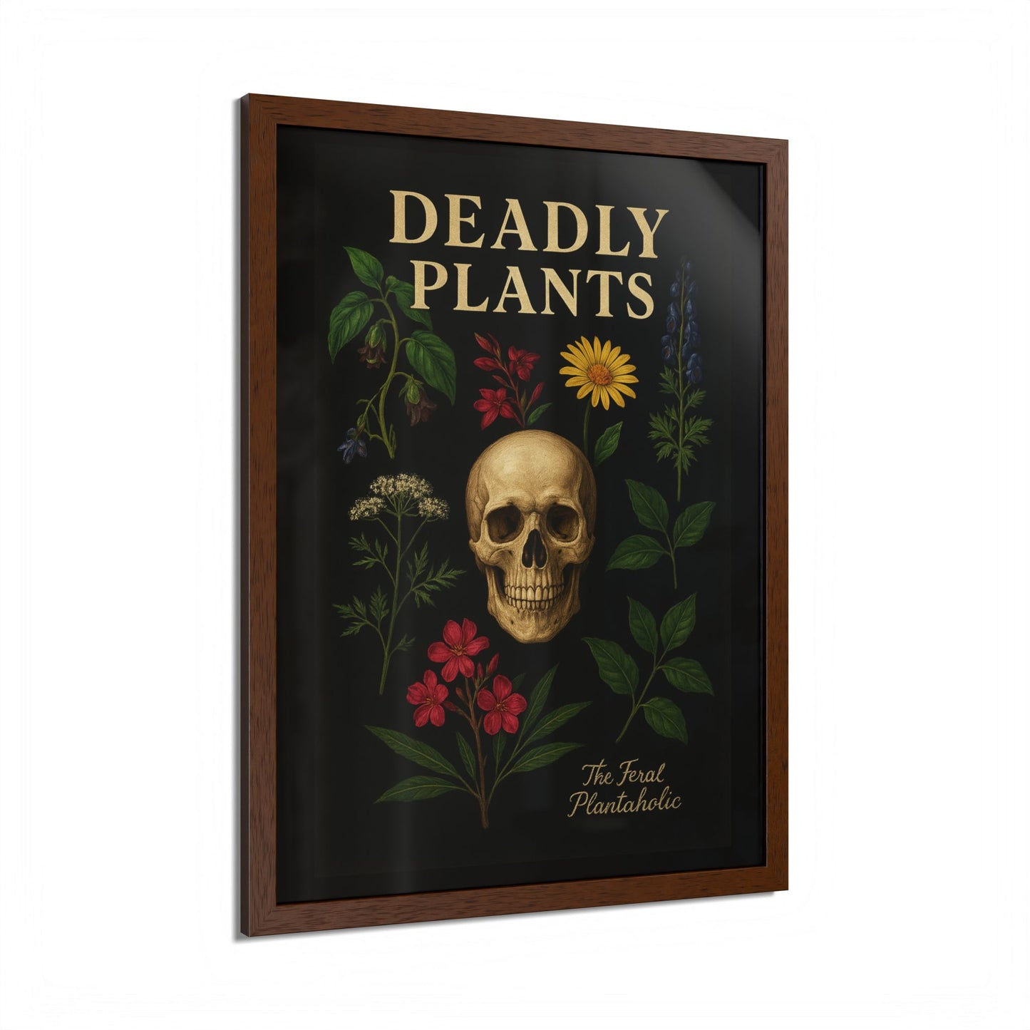 Deadly Plants Botanical Skull Framed Poster — Vintage Poisonous Plant Art