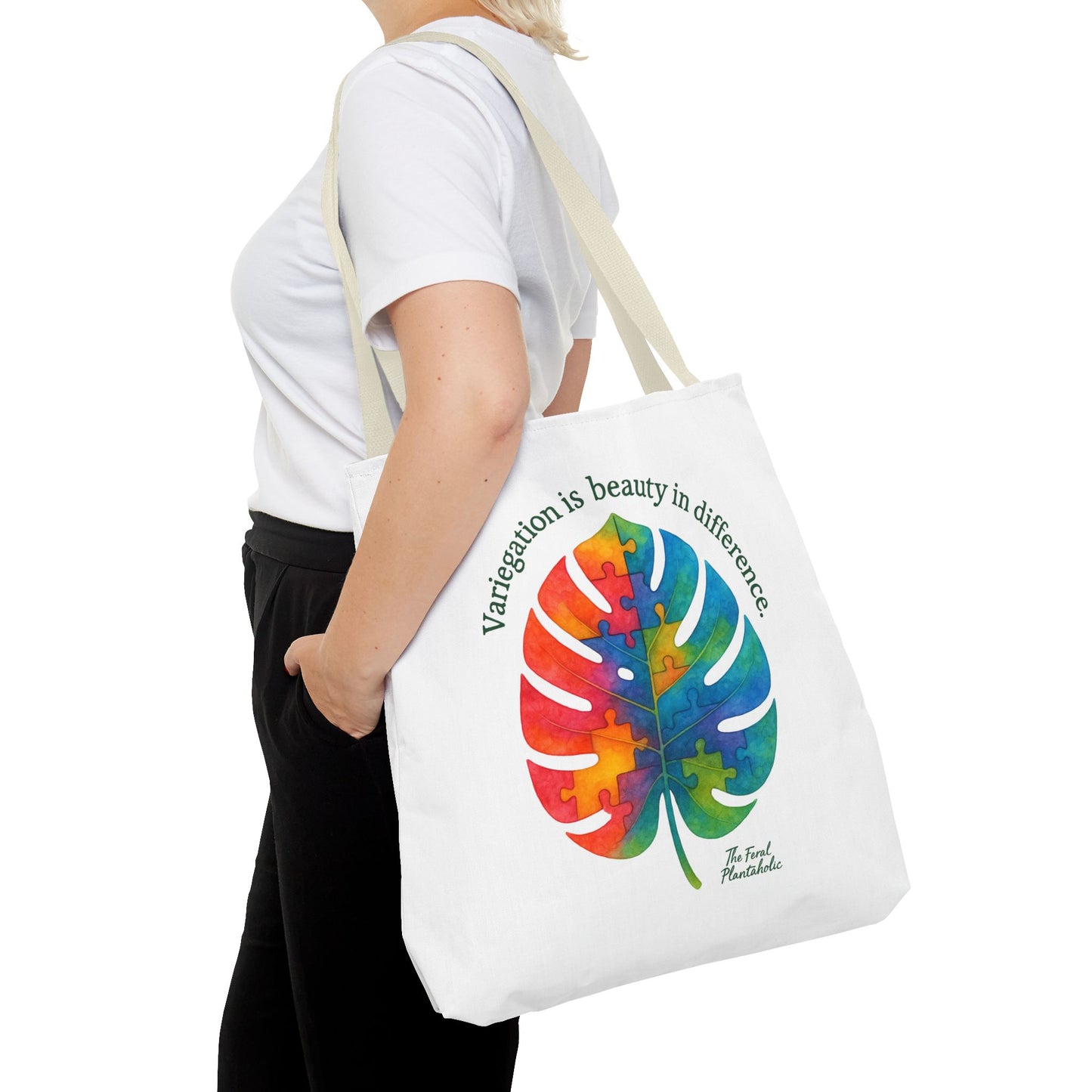 Colorful Monstera Leaf Tote Bag, Eco-Friendly Shopping Bag, Puzzle Aesthetic Purse, Nature Lover Gift, Art Tote for Every Occasion
