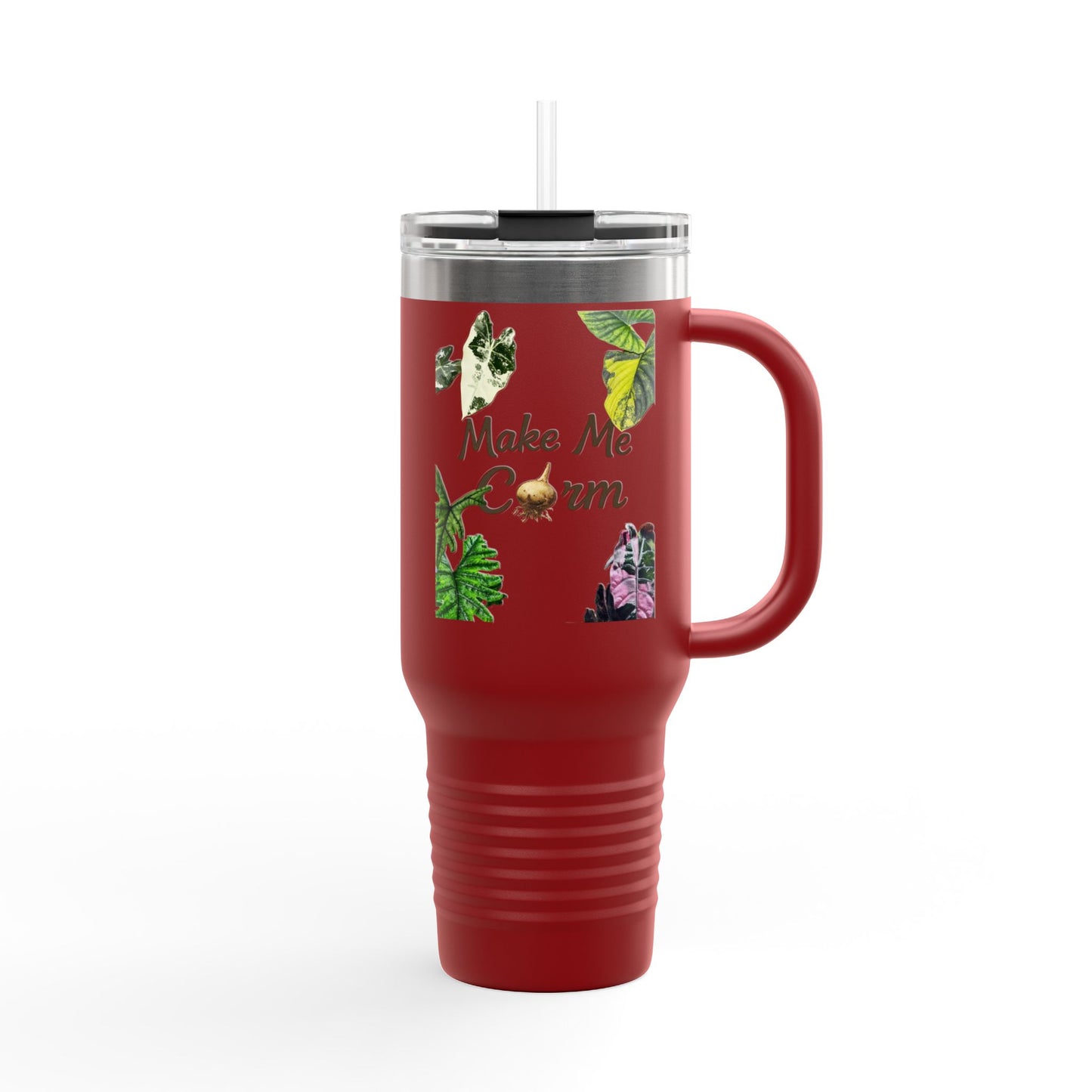 40oz Insulated Travel Mug — "Make Me Calm" Botanical Design