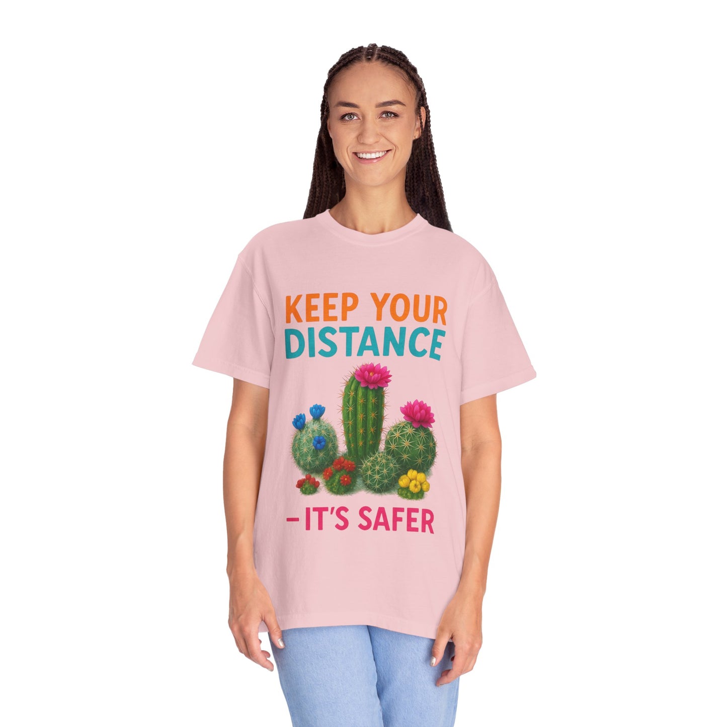 Keep Your Distance Cactus T-Shirt — "It's Safer" Humorous Social Distancing Tee