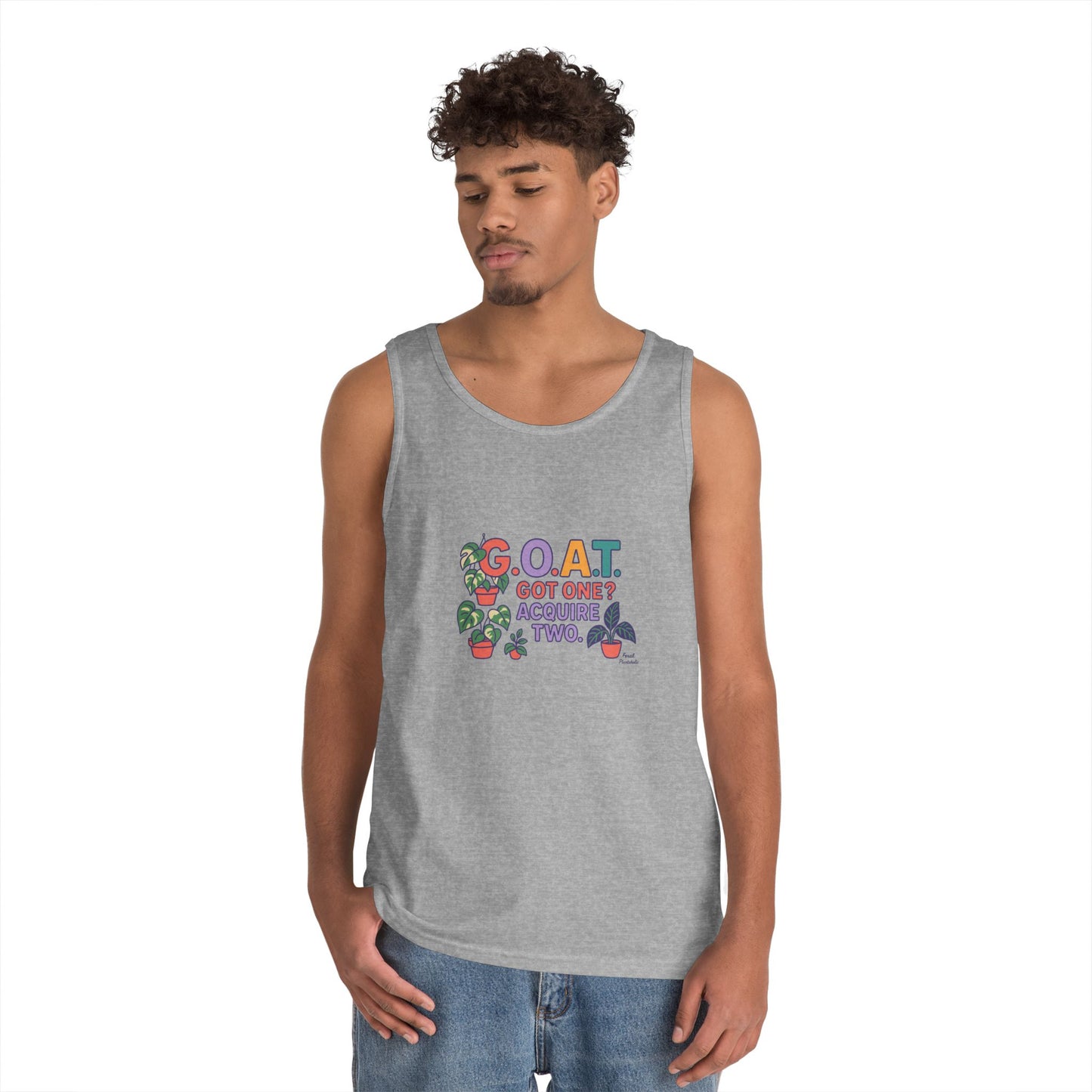 GOAT Tank Top - Unisex Heavy Cotton, Fun Graphic, Perfect for Summer, Casual Wear, Gift for Plant Lovers, St. Patrick's Day, Housewarming